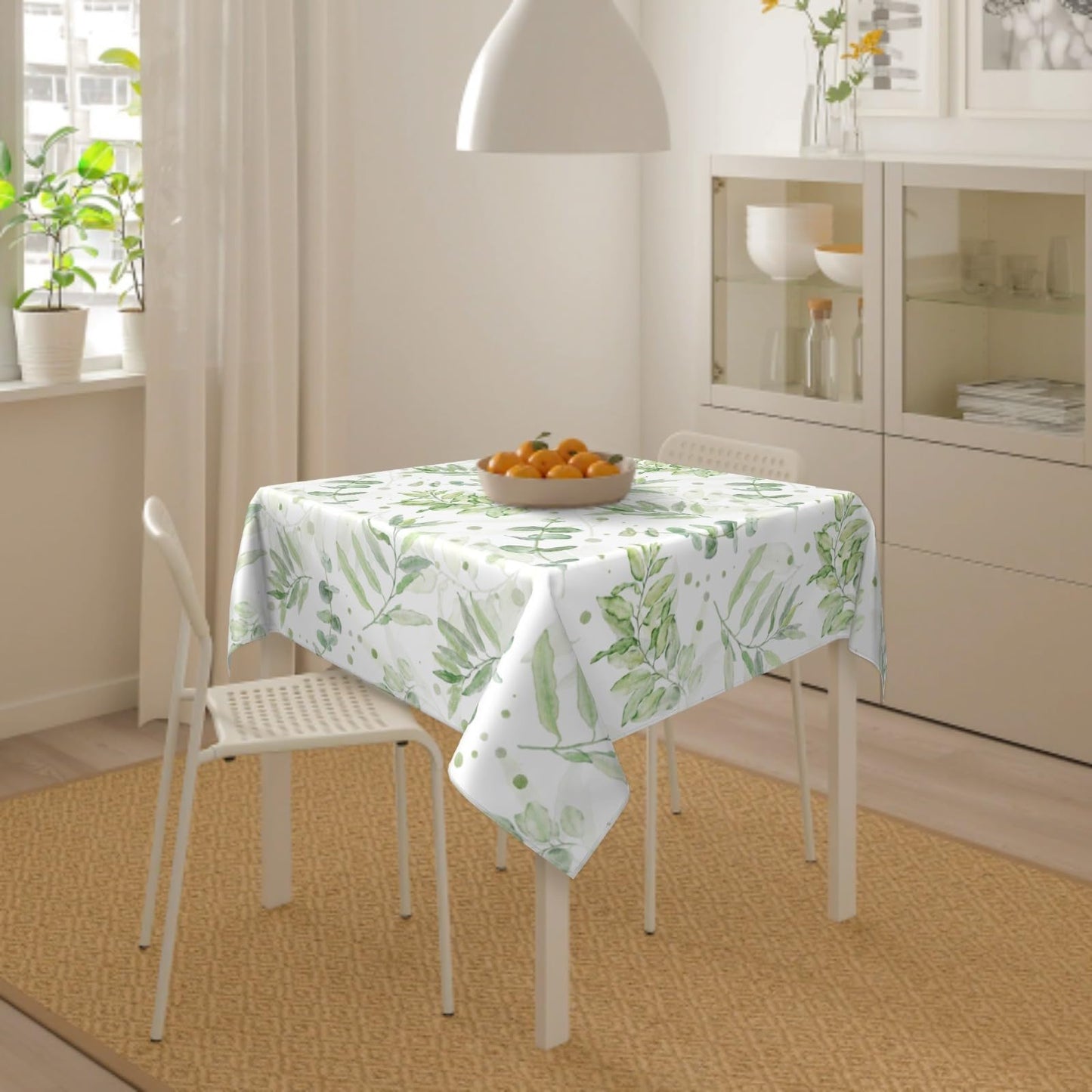 Lvhompro Spring Tablecloth 54×54 Inch Square Eucalyptus Leaf Table Cloth Water-Resistant Spill-Proof Washable Fabric Tablecover for Kitchen Dining Party Picnic Indoor Outdoor