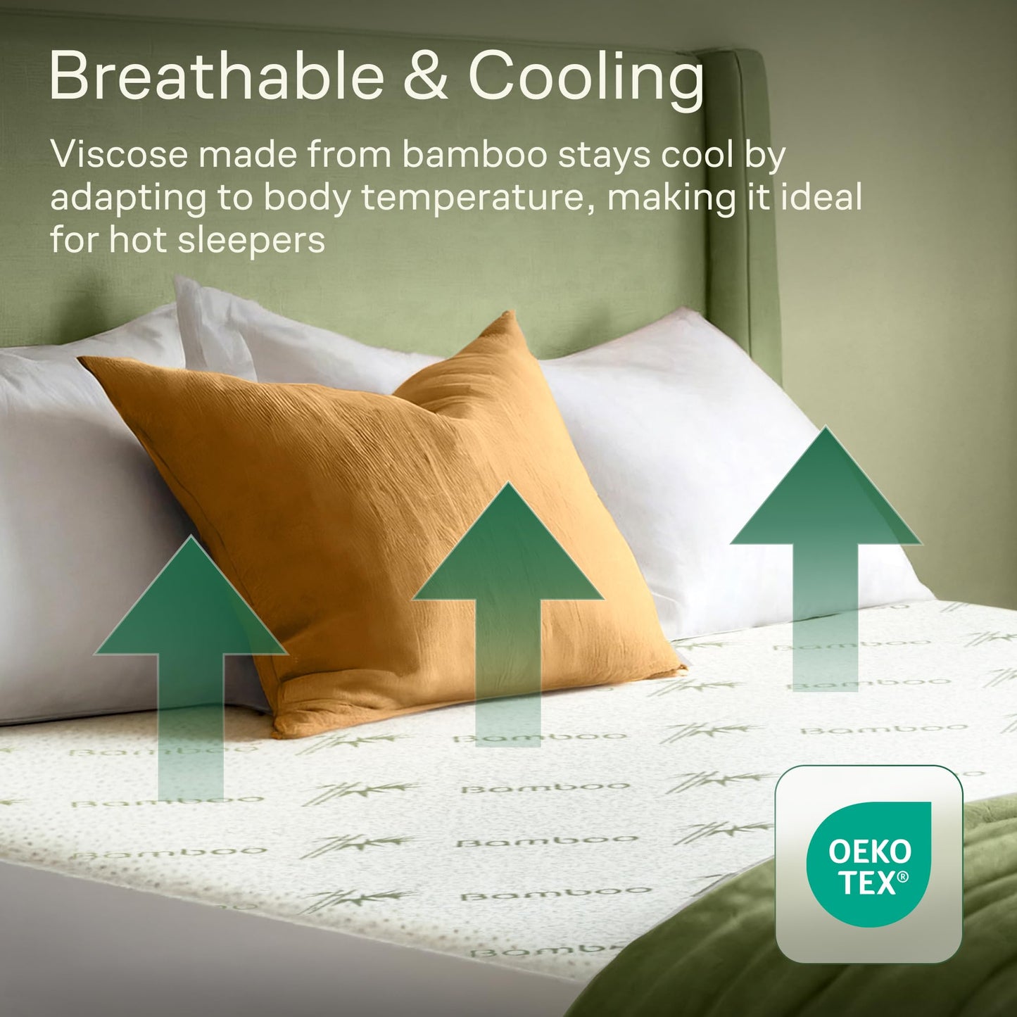 Side-Shield Waterproof Mattress Protector Full - 6-21" Deep Pocket with Leak-Proof Edge Protection - Noiseless & Cooling Soft-Touch Viscose Made from Bamboo - Machine Washable (Green)