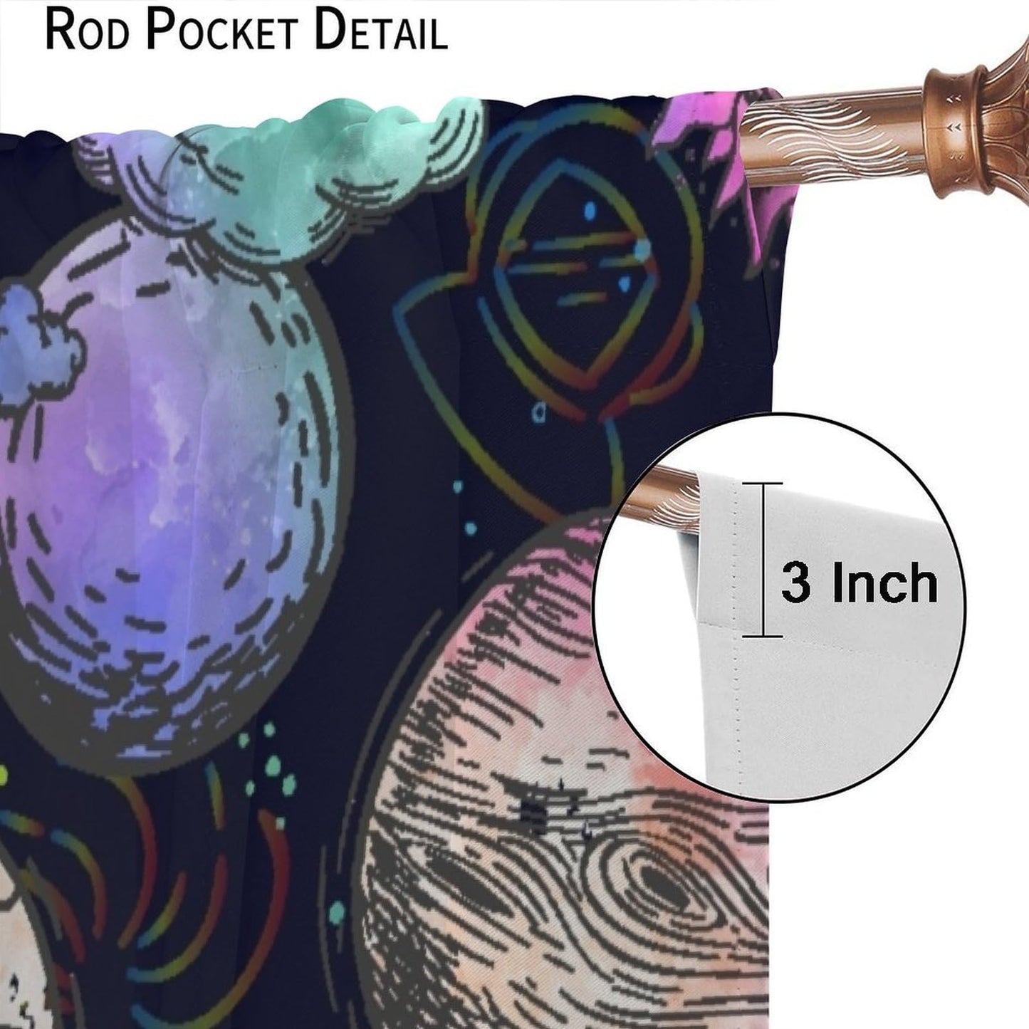 JADERYS Space Blackout Curtains Colorful Universe Galaxy Planet Modern Abstract Art Kids Girls Boys Bedroom Living Room Rod Pocket Decoration Window Drapes 2 Panels W21xL45in