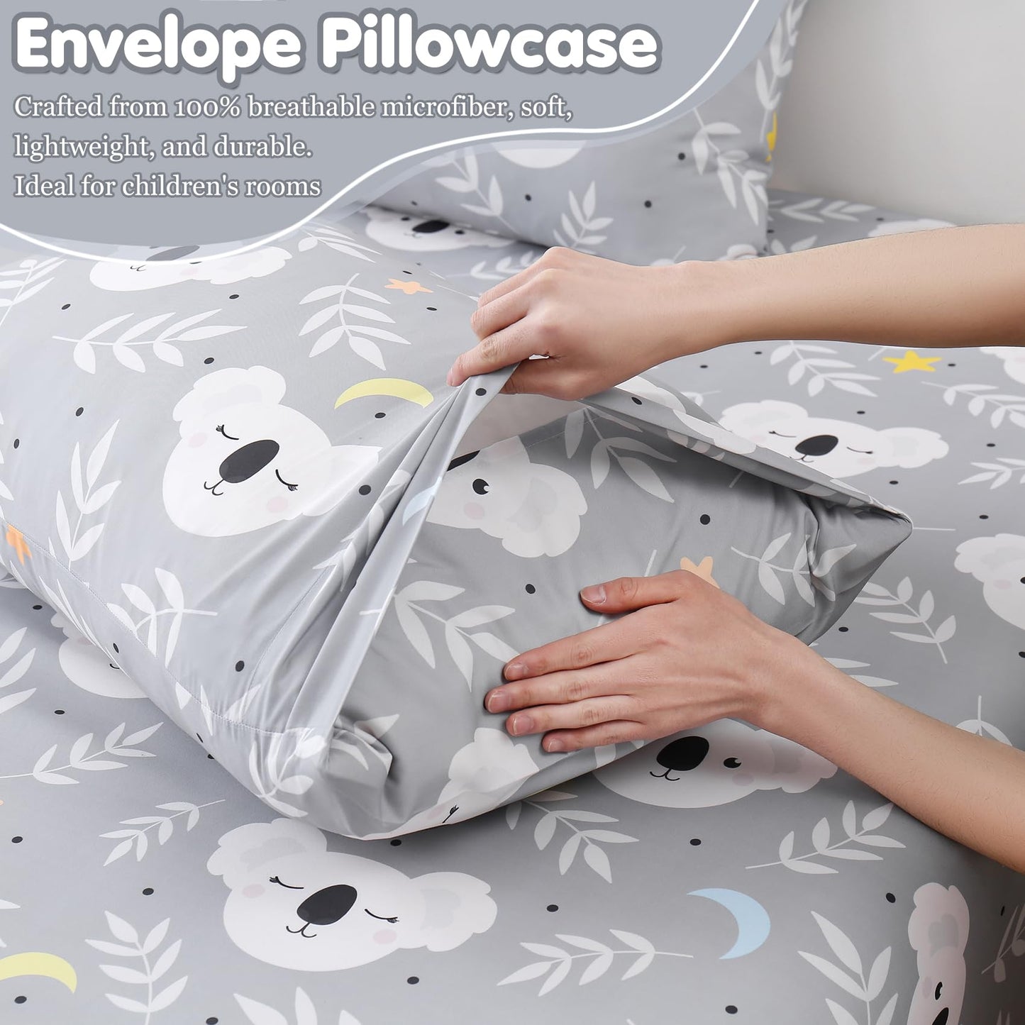 CIMVI Twin Sheets Set for Kids Cute Koala Bed Sheets Boys 3 Pieces Soft Microfiber Bed Sets with Deep Pocket Cartoon Animal Printed for Children
