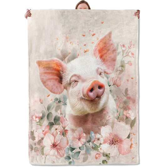 Mounidso Pig Blanket, Animals Theme Flannel Blanket Gifts for Women, Soft Warm Lightweight Pig Blankets for Living Room Home Sofa Travel Decor 50" x 60"