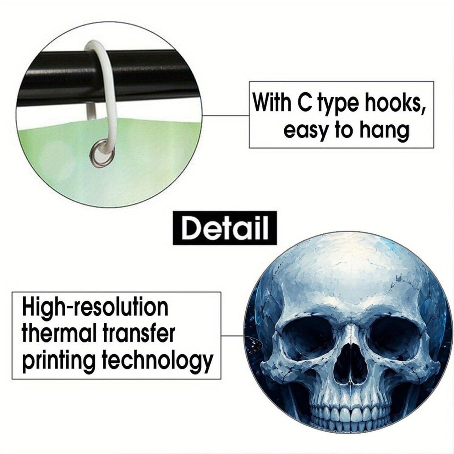 bladesgsd Blue Mystical Skull Forest Shower Curtain with 12 Hooks 60x72Inch, Polyester Bathroom Curtain, Privacy Shower Curtain for Bathtub, Shower Stall, Apartment, Guest Bathroom