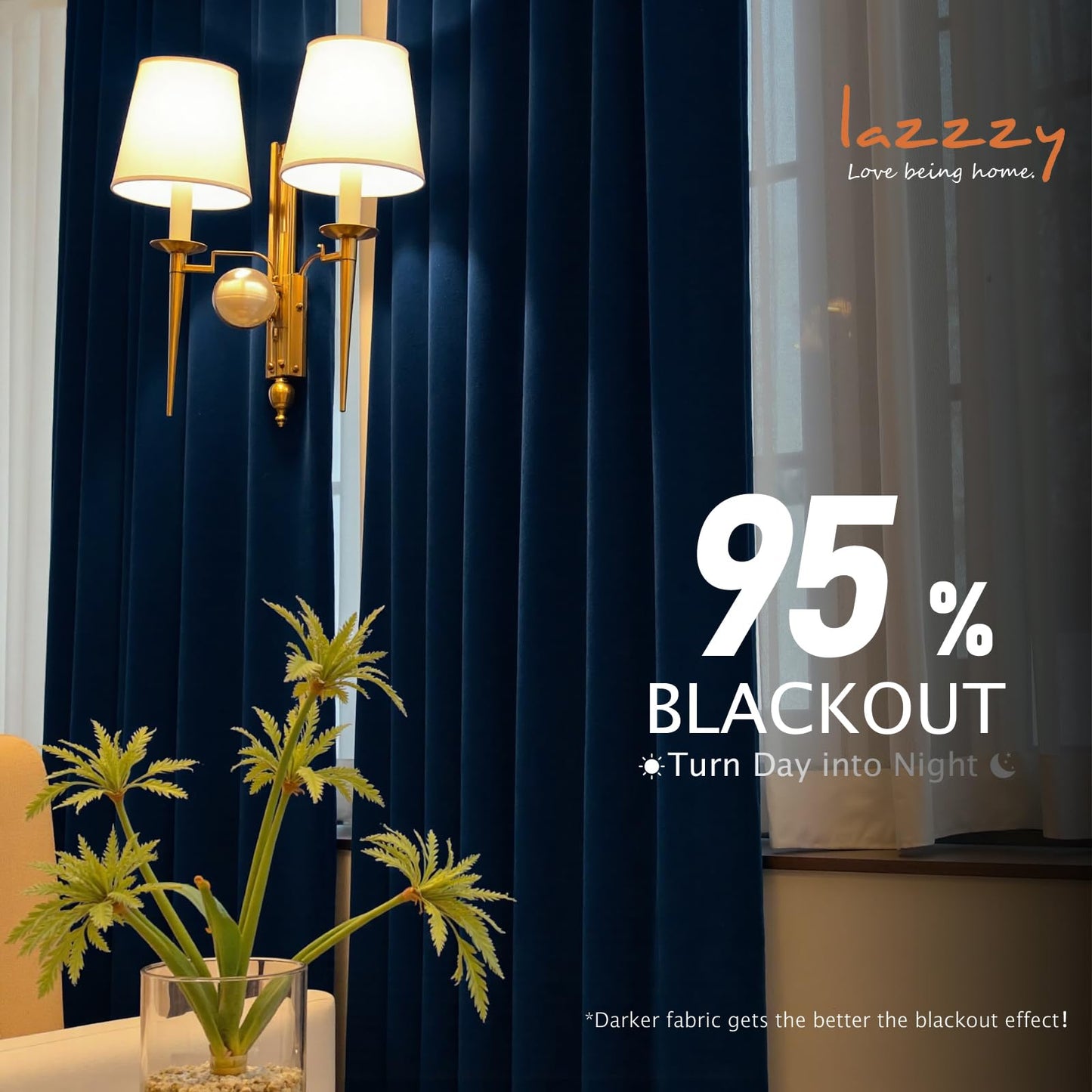 Lazzzy Velvet Blackout Curtains Thermal Insulated Room Window Drapes Super Soft Luxury Curtains for Living Room Bedroom Rod Pocket 2 Panels, Dark Blue, 52" W x 72" L