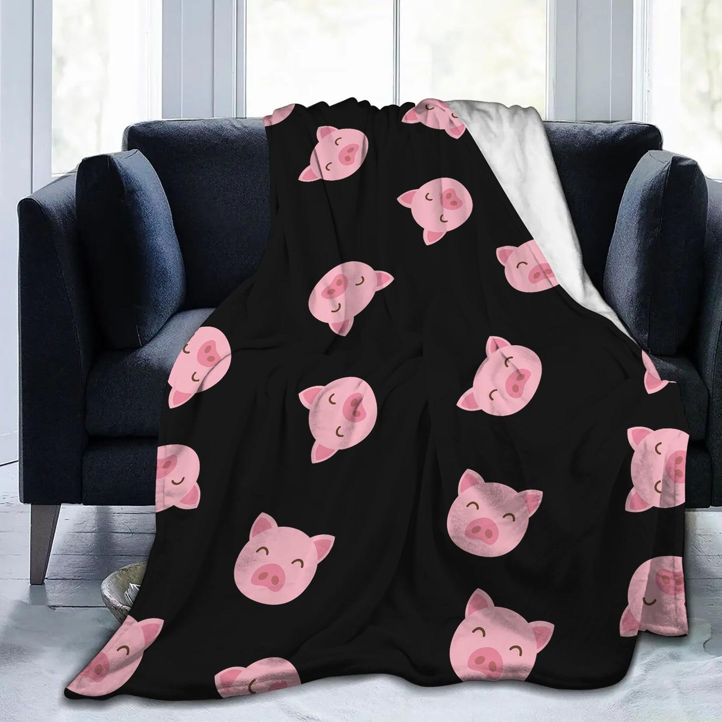 SARA NELL Pink Pig Blanket,Cute Cartoon Pig Face Flannel Fleece Throw Blanket,Super Soft Cozy Fluffy Warm Couch Bed Sofa Travelling Camping Blanket 50"X40" for Kids Adults All Season