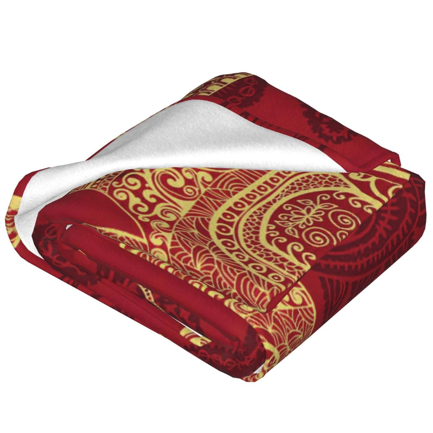 SweetFox Elephant Blanket Red Boho Elephant Decor Throw Blanket Gifts for Girls Boys Super Warm Soft Plush Lightweight Fleece Flannel Winter Couch Bedding Blankets for Kids Adults Women Men 50"X40"