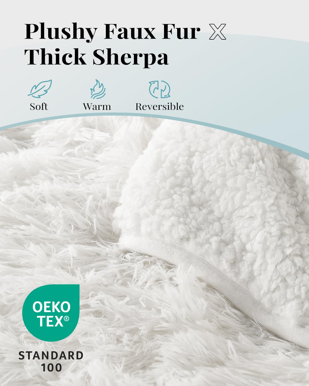 Topblan Faux Fur Weighted Blanket 12lbs, Shaggy Fuzzy Throw Blanket with Premium Sherpa Fleece, Warm and Cozy Bed Blanket to Help with Better Sleep, 48x72 inches Cream