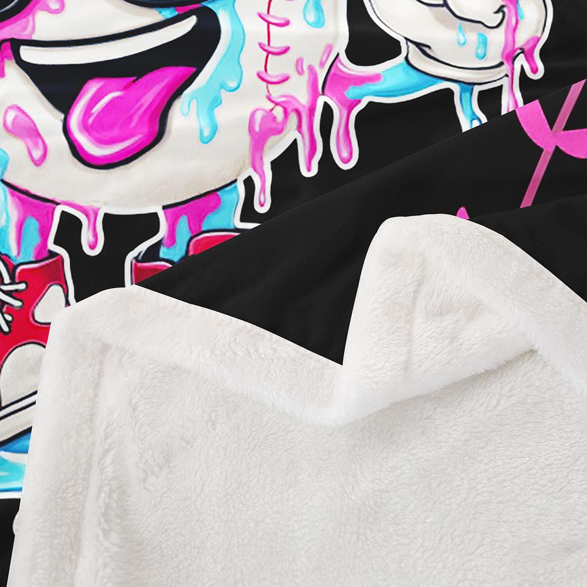 jejeloiu Ice Cream Baseball Fleece Throw Blanket Sweet Sport Hybrid Sherpa Blanket for Kids Women Men Plush Fuzzy Dessert 40"x50" Pink Blue for Bed Couch Chair Living Room Bedroom Decor