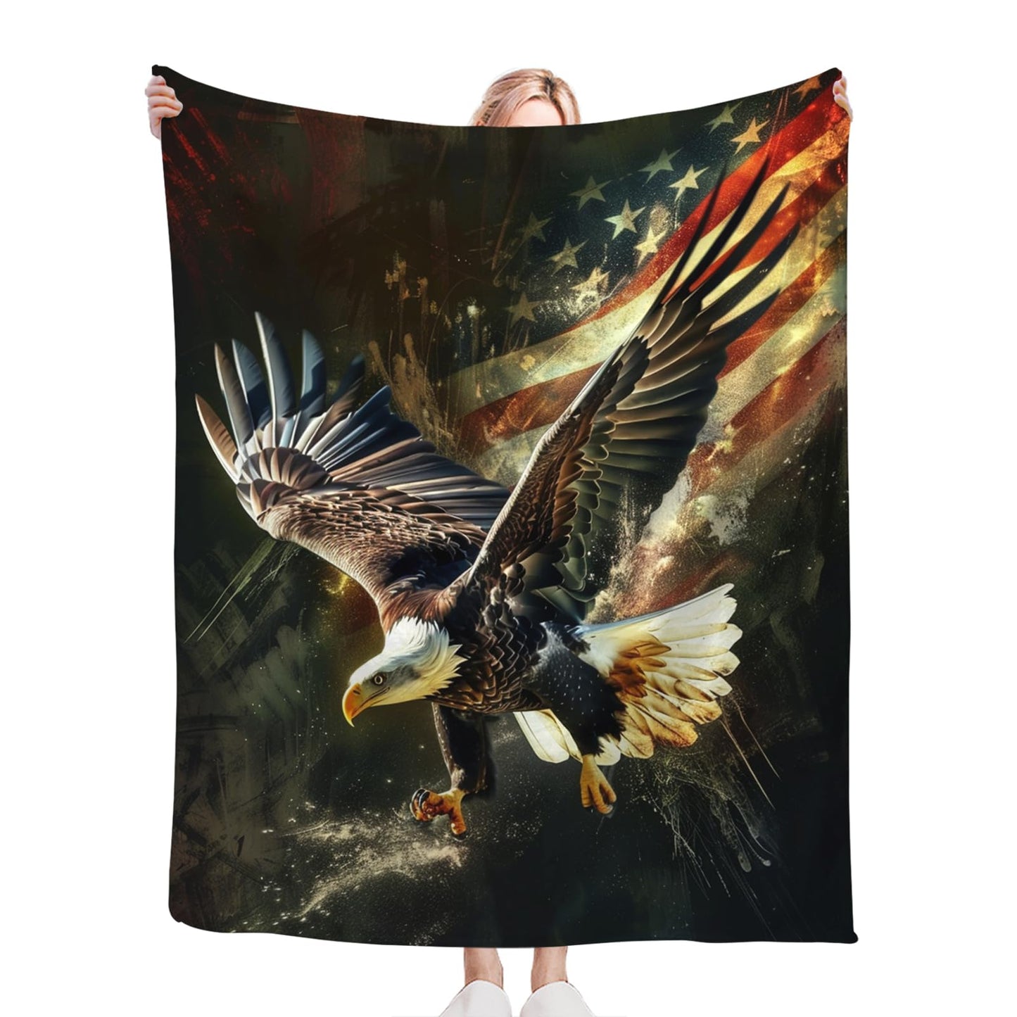Tijuboni American Eagle Throw Blanket Eagle Gifts for Girls Boys Women Men Kids Adults Soft Flannel Fleece Blanket for Couch Sofa Bed Home Decor 40"x50"