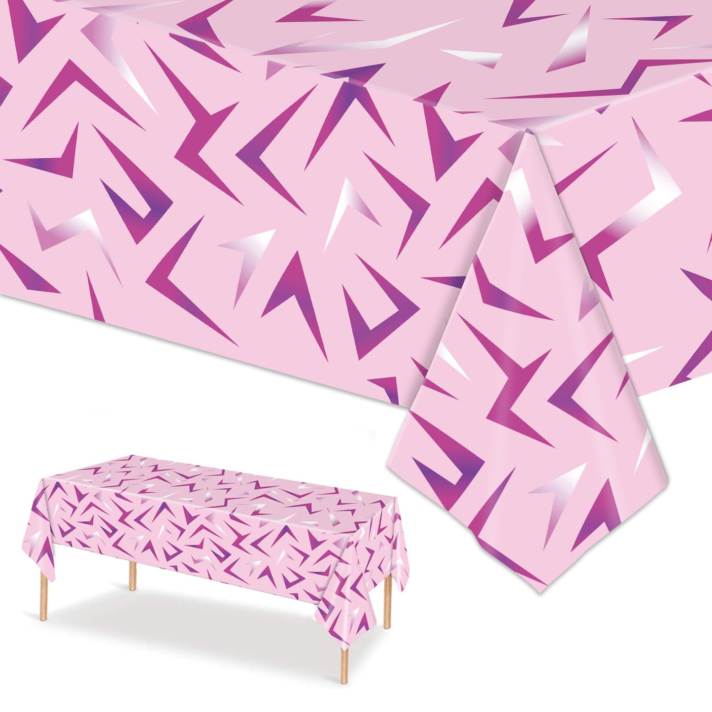 2Pcs Kpop Birthday Decorations Tablecloths, 54 x 108 inches, Purple Lightning Pattern Disposable Plastic Tablecloths for Demon Hunter Theme Party Halloween Birthday Bachelor Party Supplies(Pink)