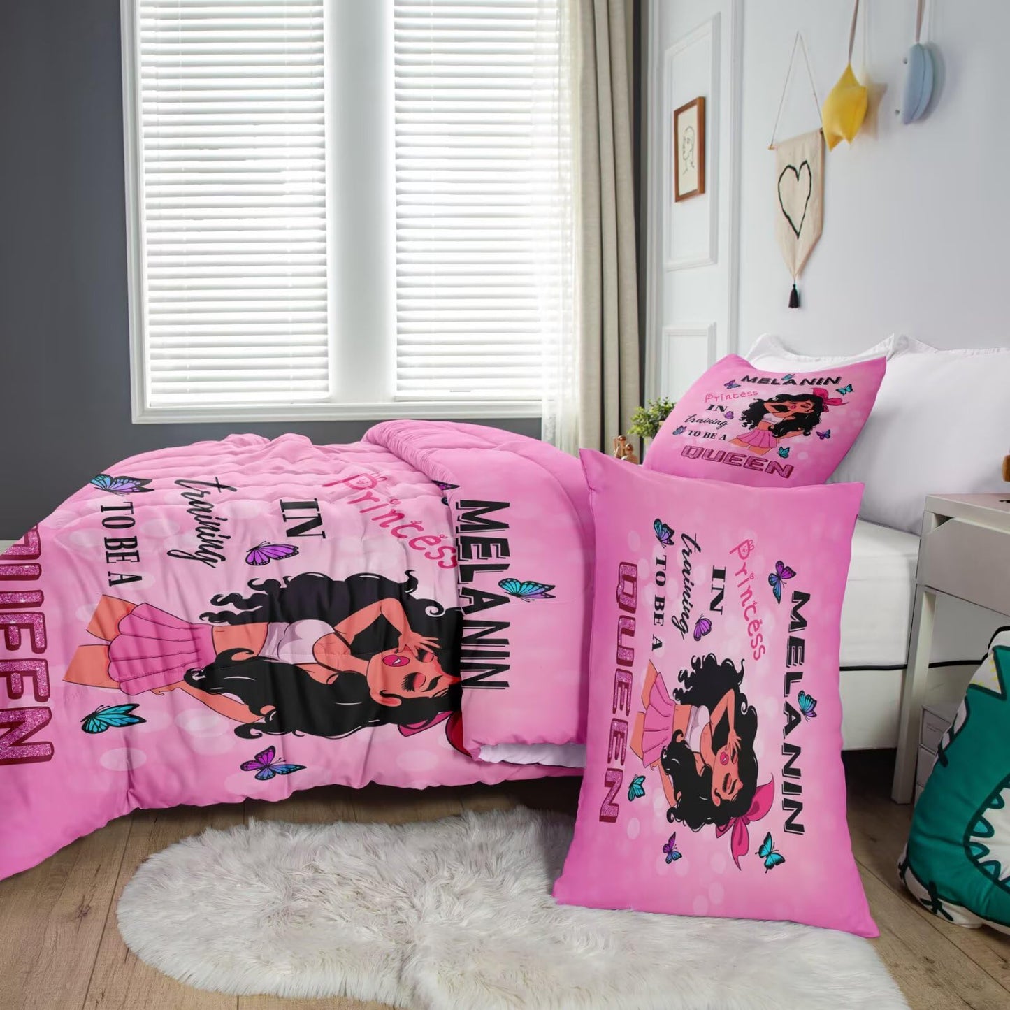 GRAT TIOC Black Girl Comforter Set Twin Size for Kids Teens,God Says You are Comforter Set,Black Girl Magic Bedding Set,African American Princess Bed Bedroom Sets