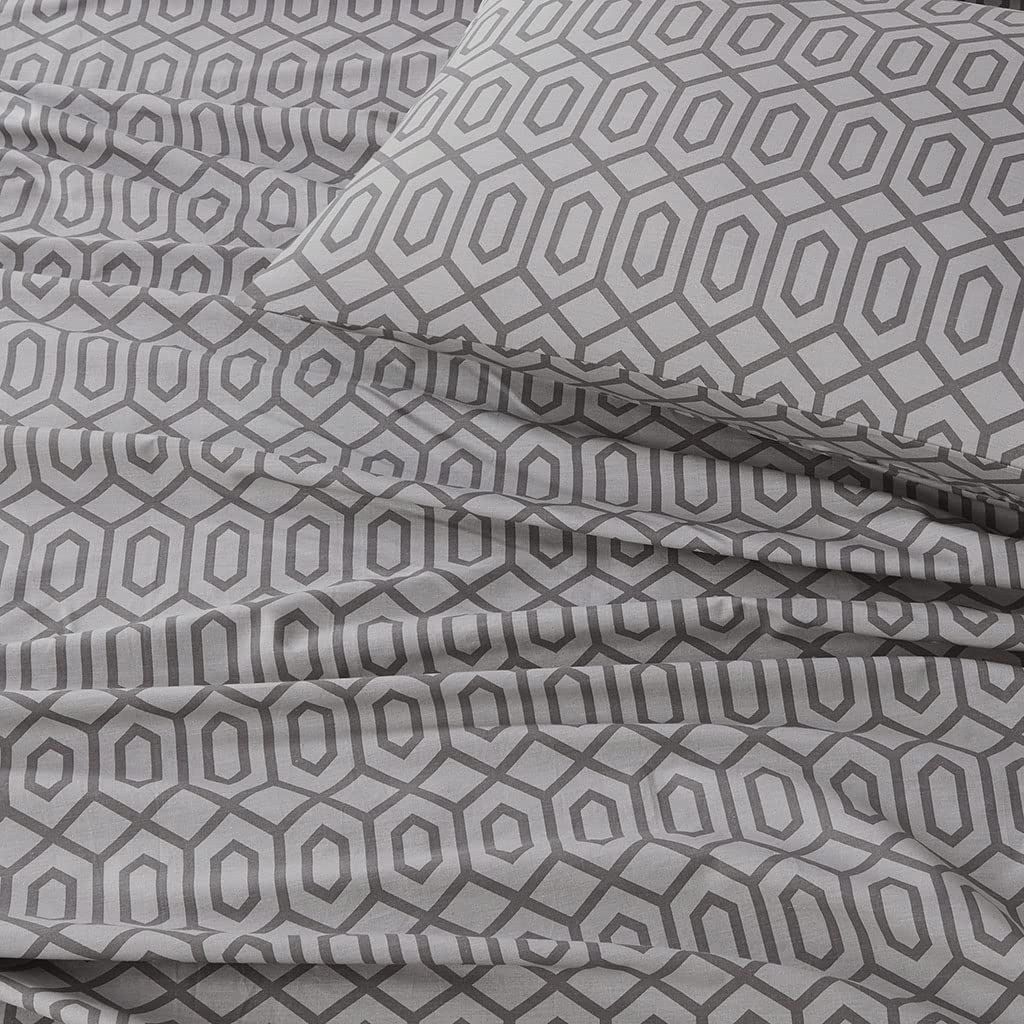 Comfort Spaces 100% Cotton Sheet Set Breathable, Lightweight, Soft with 14" Elastic Pocket Fits up to 16" Mattress, All Season Cozy Bedding, Matching Pillow Case, King Diamond Sliver 4 Piece