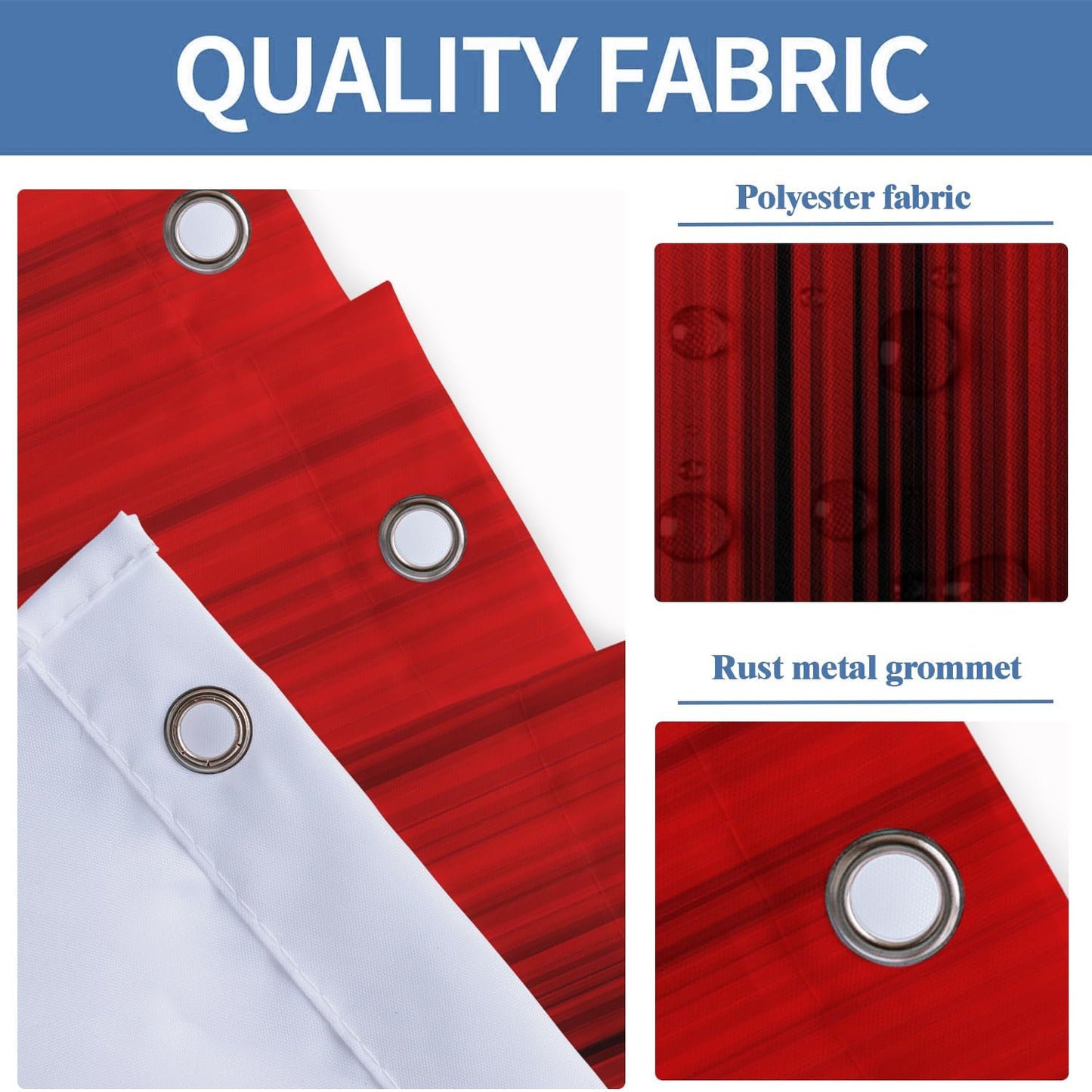 AAtter Red and Black Shower Curtain, 60x72 Inch Ombre Gradient Design, Gothic Style Dark Decor for Mens Bathroom, Polyester Fabric with 12 Hooks