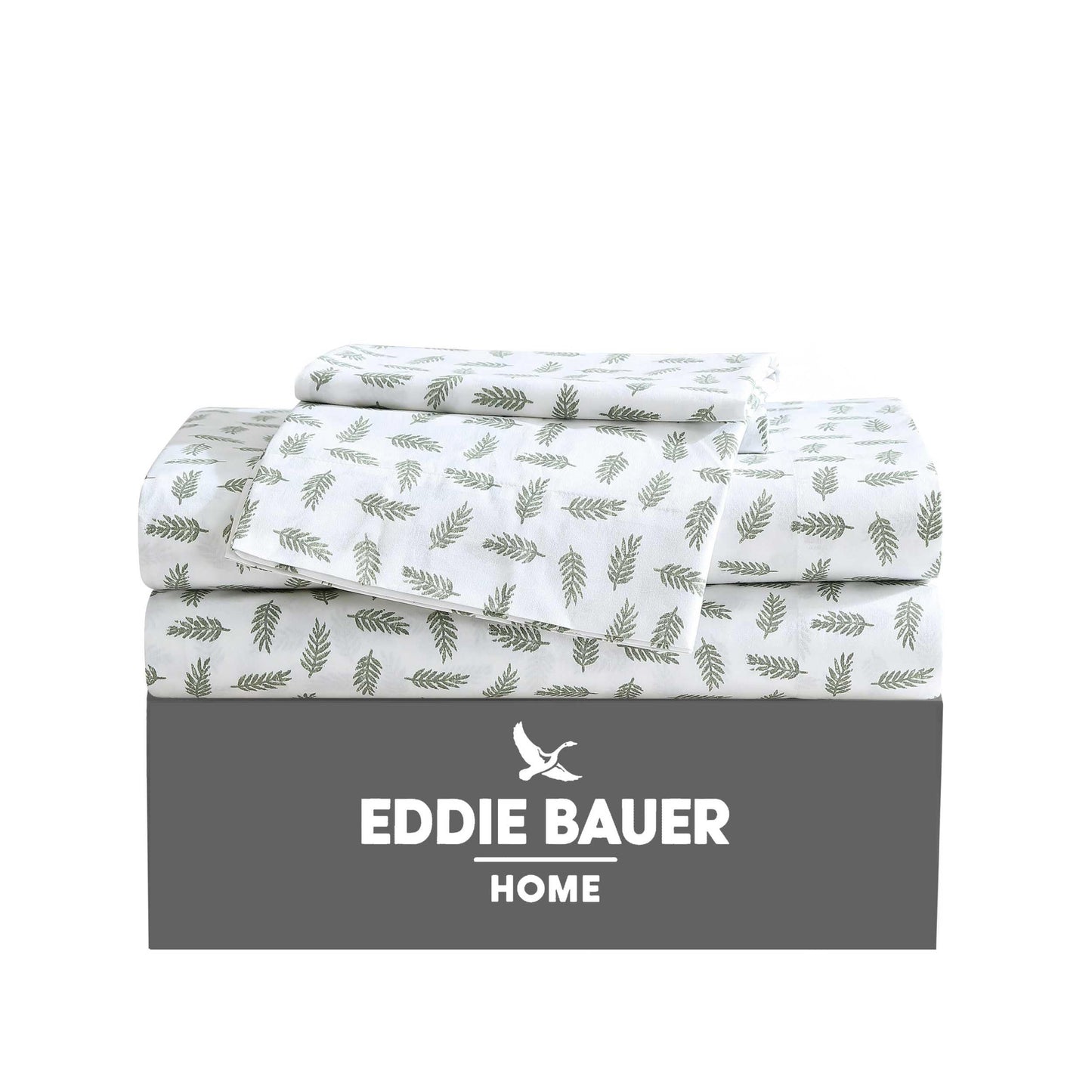 Eddie Bauer - Twin Sheet Set, Cotton Percale Bed Sheets, Crisp & Cool, Ideal Dorm Essentials (Laurel Leaves, Twin)