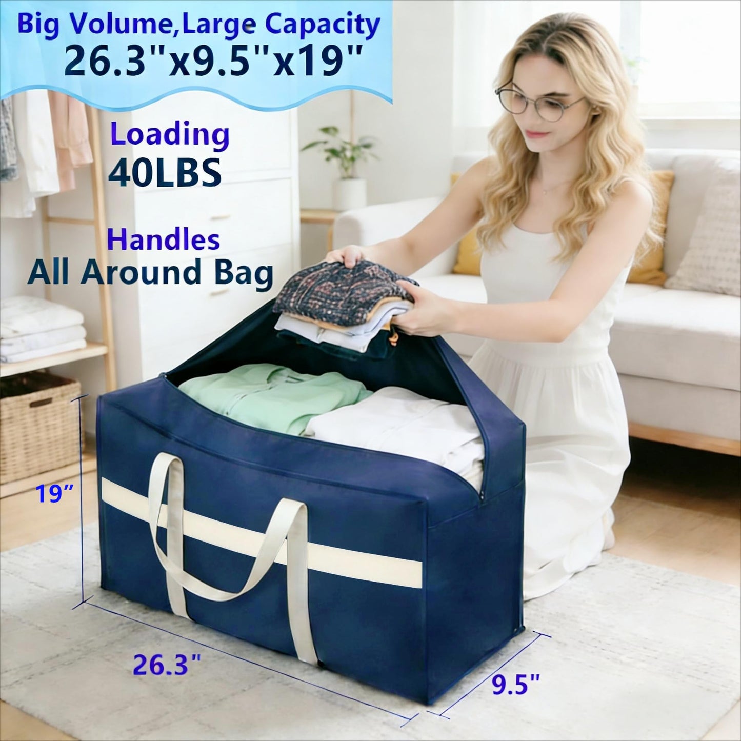 Lightweight Storage Moving Bags for Clothes, Comforters, Bedding, Pillows
