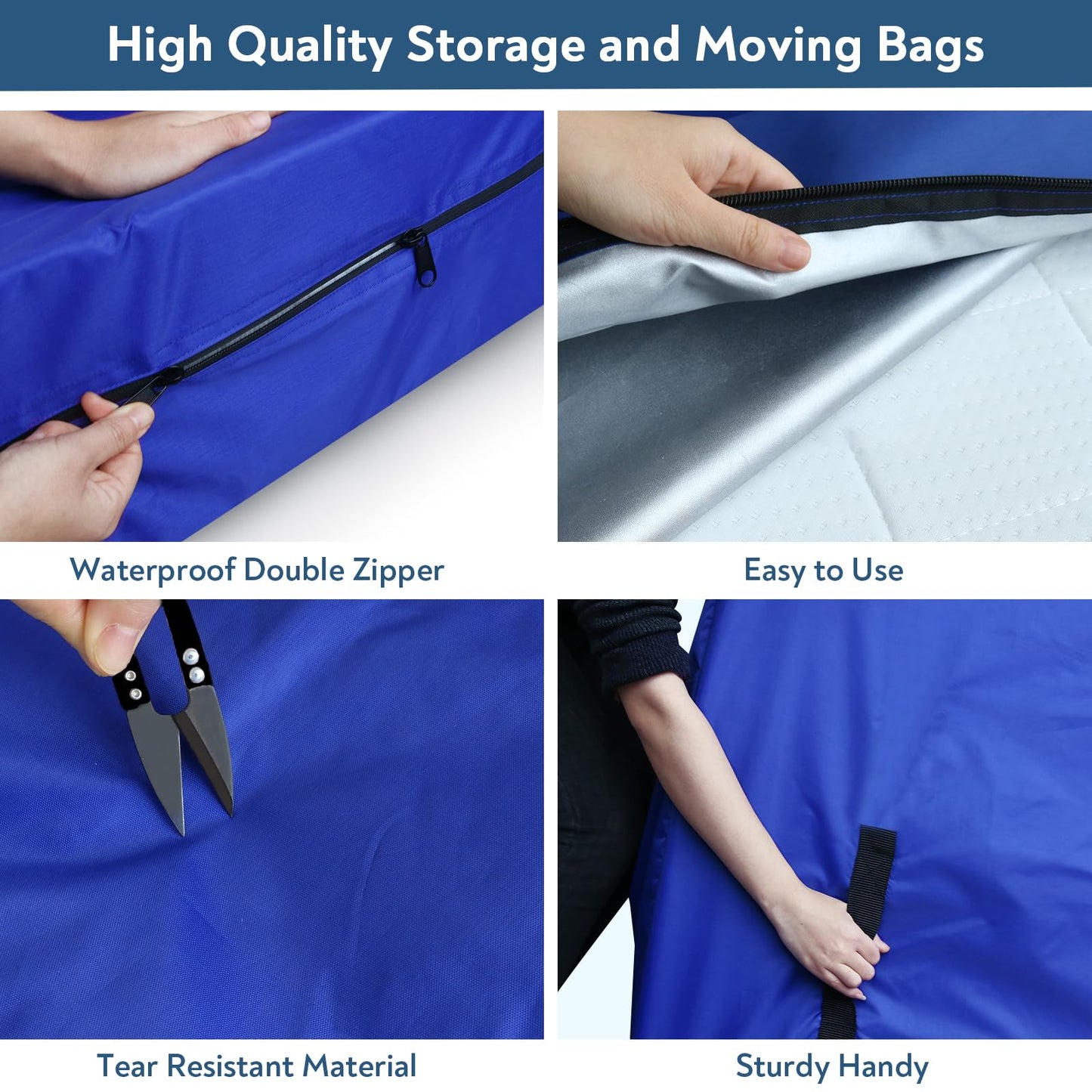 Twin Mattress Bag for Moving and Storage, Waterproof Protective Mattress Cover with Double Zippers, Adjustable Straps & Handles, Reusable Mattress Bag