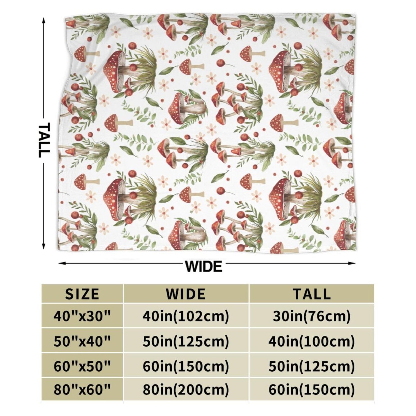 Mushrooms Blanket Mushrooms Throw Blanket Stuff Decor Merch Cozy Flannel Soft Warm Plush Lightweight Bedding Gifts for Girl Woman Sofa Bedding Couch 60"X50"