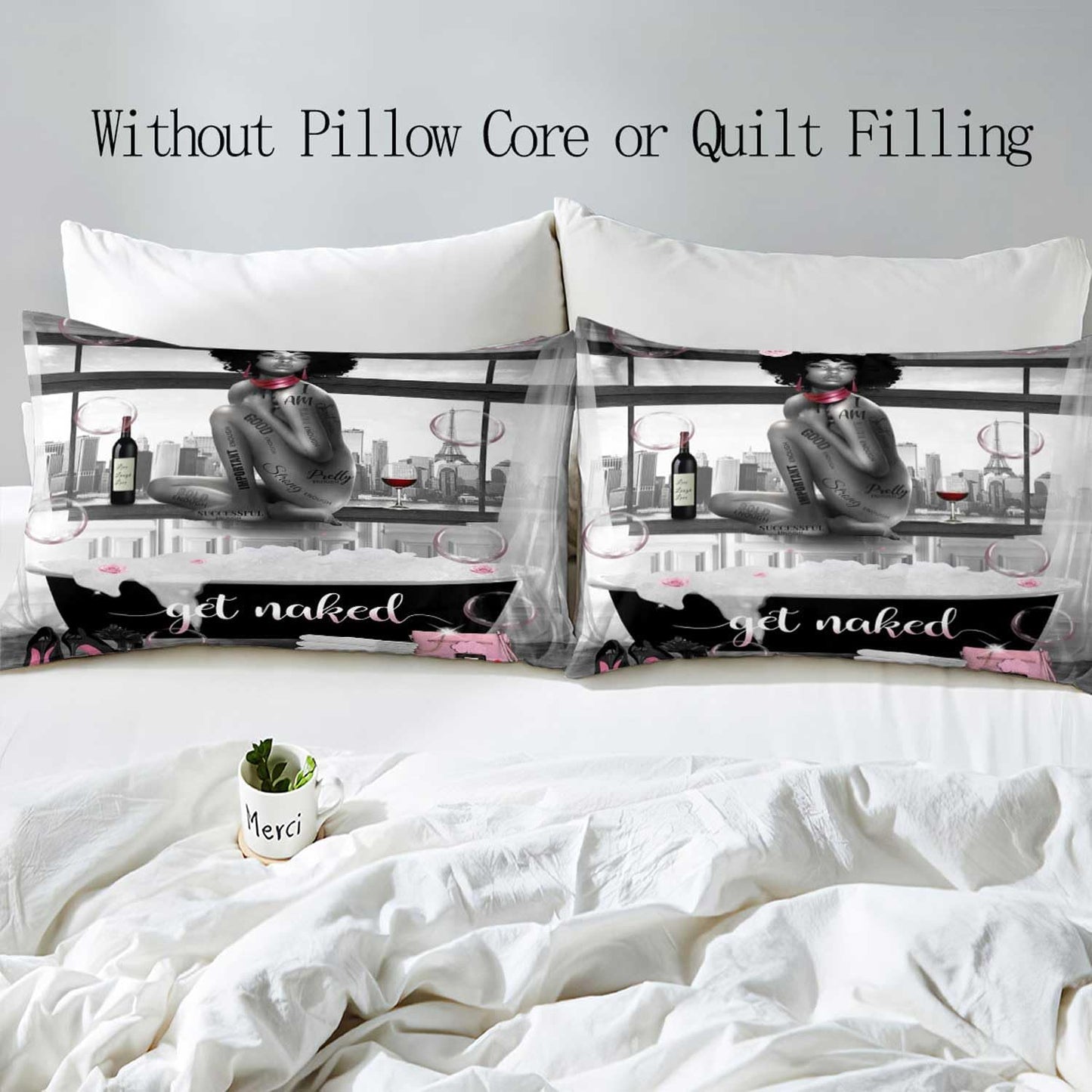 VIVIHOME 3PCS Sexy Black Girl Duvet Cover King Bedding Set, Preppy Bedding, Motivational African American Girls Comforter Cover, Apartment Dorm Room Decor, Inspirational Gifts for Women, 2 Pillowcases