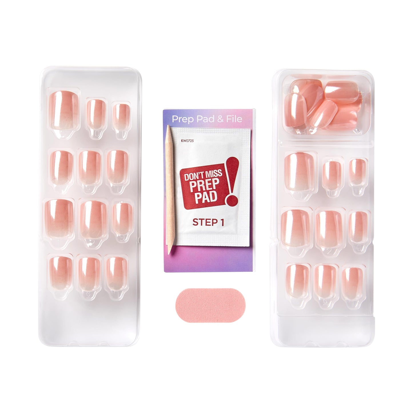 Kiss Impress No Glue Mani Press On Nails, Color FX, 'The Weekends', Pink, Short Size, Squoval Shape, Includes 30 Nails, Prep Pad, Instructions Sheet, 1 Manicure Stick, 1 Mini File