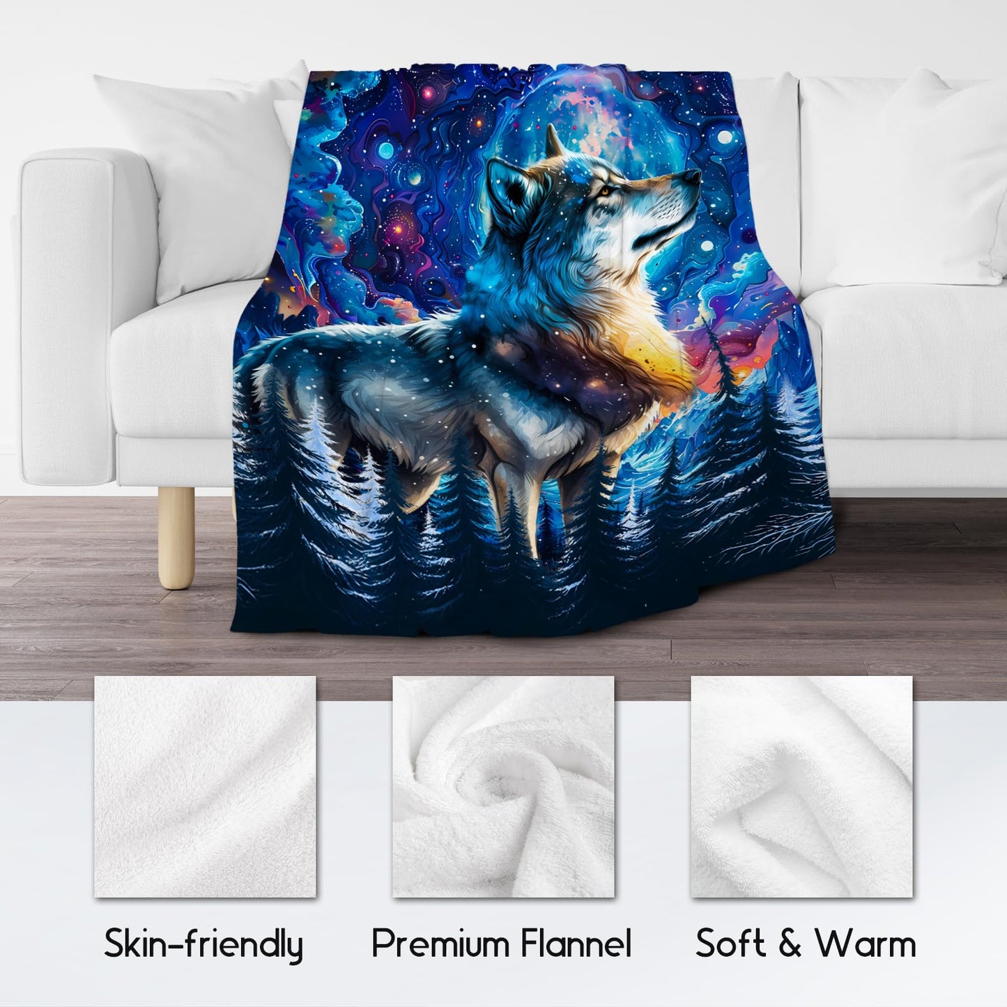 Boys Blanket Wolf Blankets Gifts for Kids - Flannel Soft Cool Throws for Office, Sofa - 30"x40"