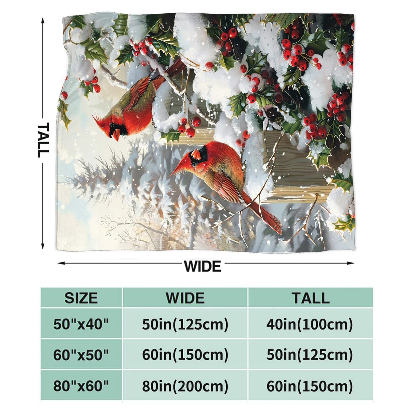 Dynova Christmas Bird Blanket Cozy Plush Red Birds Lovers Throw Blankets Fuzzy Flannel Fleece Winter Gifts for Girls Boys Women Men 50"X40"