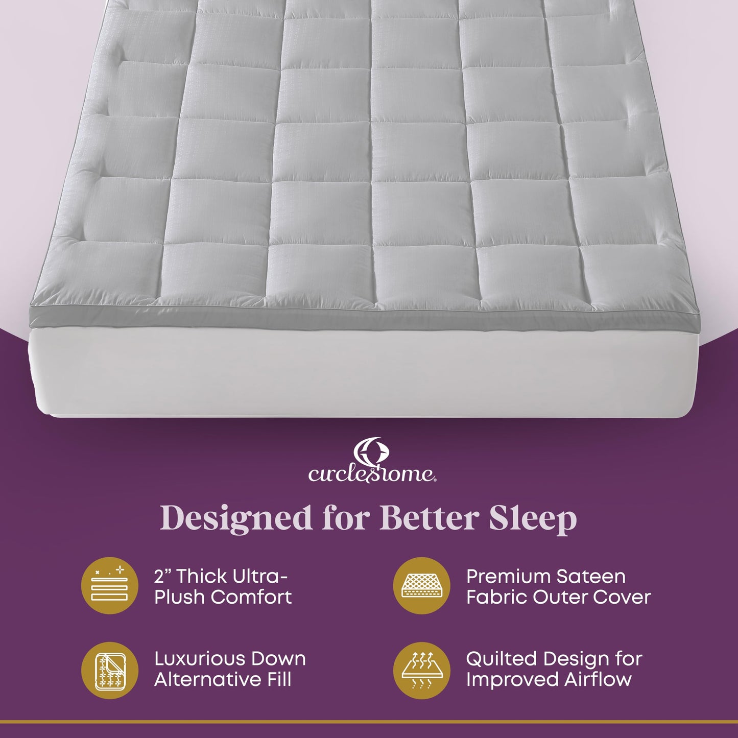 CirclesHome Hotel Collection Twin XL Size Hybrid Mattress Protector & Pad - Extra Padded, Thick, Plush, & Fitted Mattress Topper for Bed - Comfortable Pillow Top Mattress Cover