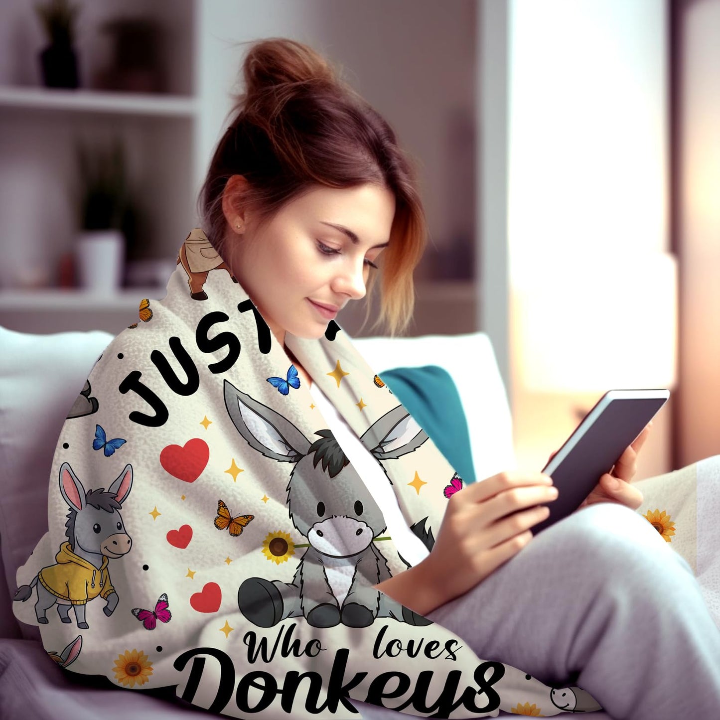 MOUND BOOM Donkey Blanket Gifts for Women Adults,Animal Stuff Plush Just A Girl Who Loves Donkeys Throw Blankets,Donkeys Gifts for Donkey Lovers Girls 50"X40"
