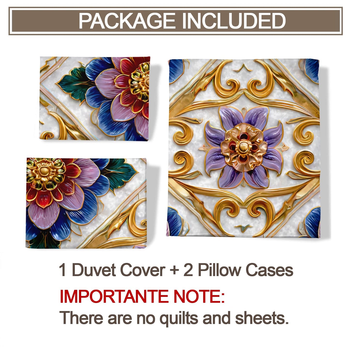 ZAMODE Floral Duvet Cover 104" x 90", Vintage Exotic Flower Bedding Set, Luxury Flowers Comforter Cover with Zipper Ties