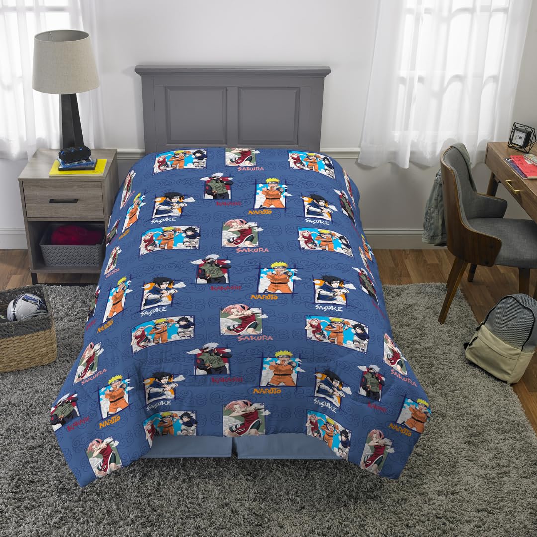 Naruto Anime Kids Bedding Super Soft Cozy 2 Piece Microfiber Reversible Comforter & Pillowcase Set, Twin/Full (Officially Licensed Product) By Franco