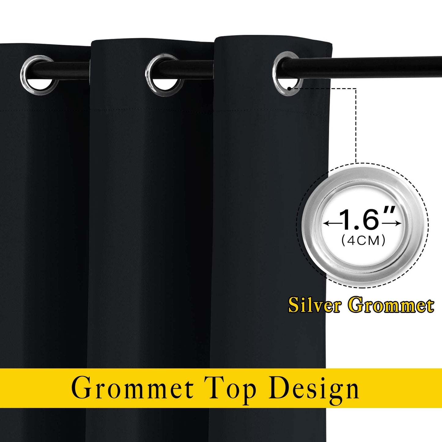 NICETOWN Black Out Curtains for Bedroom 84 inches Long - Light Reducing Thermal Insulated Solid Grommet Curtains/Panels/Drapes for Living Room (Set of 2, W52 x L84)