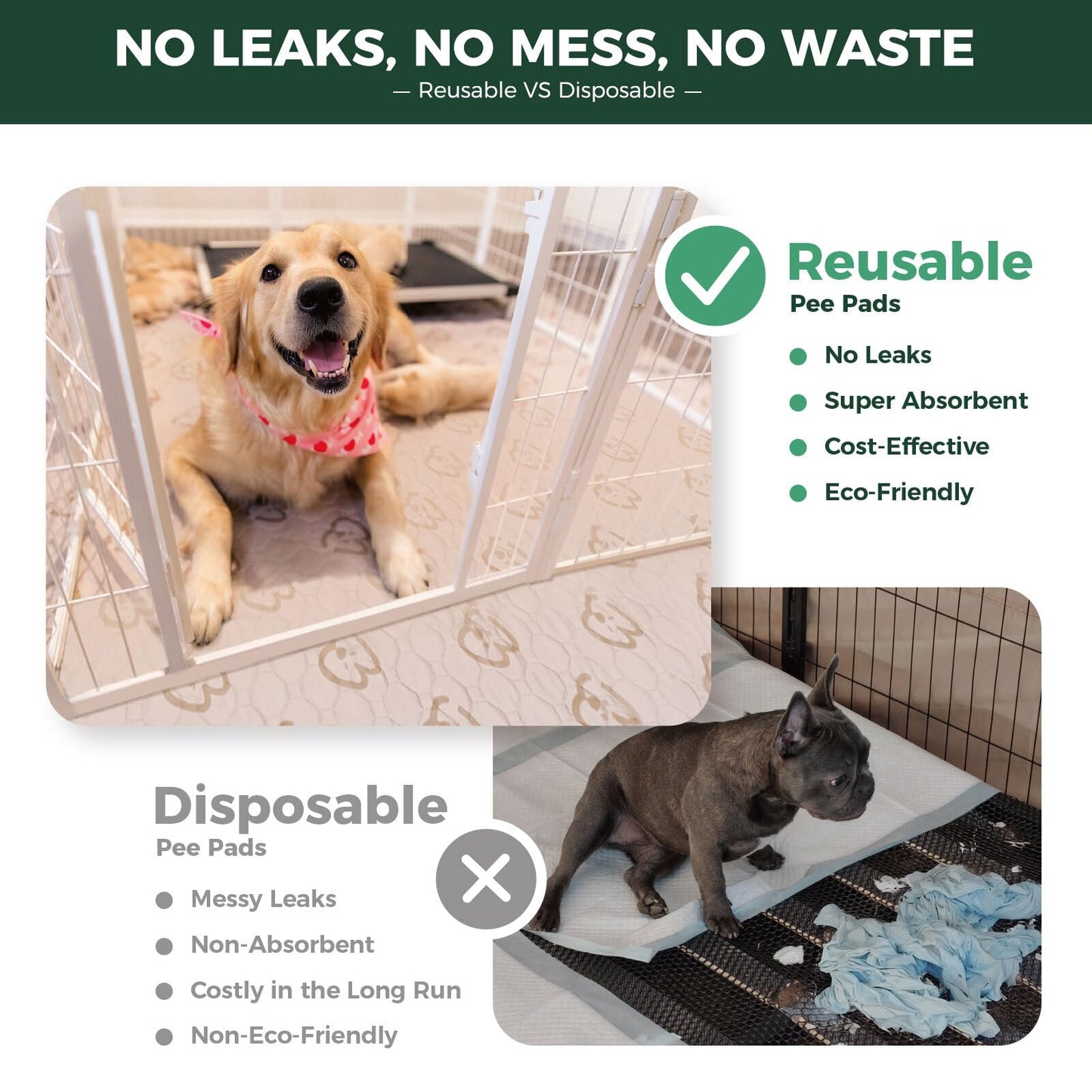 FXW Washable Pee Pads for Dogs, Puppy Pads with Super Absorbent, Specifically Designed for FXW Rollick/Homeplus 24inch 8 Panels Dog Playpen, 63" Square, Khaki, 1 Pack