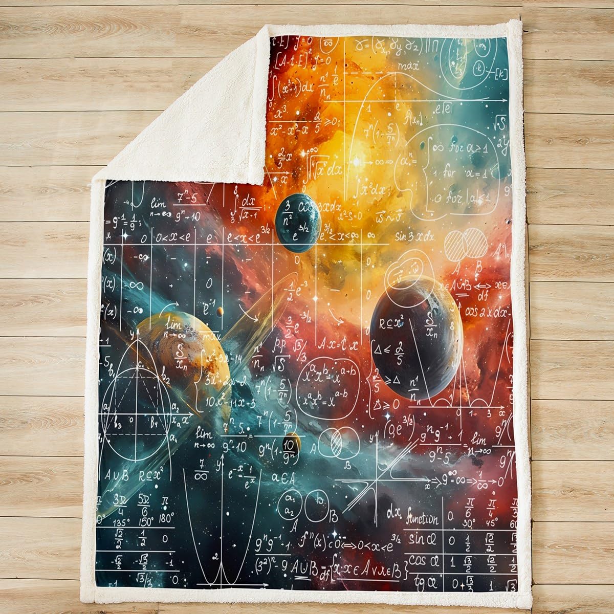 Feelyou Math Equation Fleece Throw Blanket Throw 50"x60" Kids Galaxy Solar System Sherpa Blanket Plush Fuzzy Boys Girls Mathematics Formula Biology Science for Bed Couch Chair Living Room