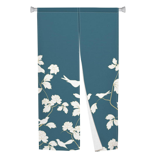 Leowefowa Japanese Noren Doorway Curtain Long Style Door Curtain Tapestry Chinese Printing Feng Shui Window Treatment for Hanging Room Divider Kitchen Home Decor (White, Birds), 33.5"x 70.9"