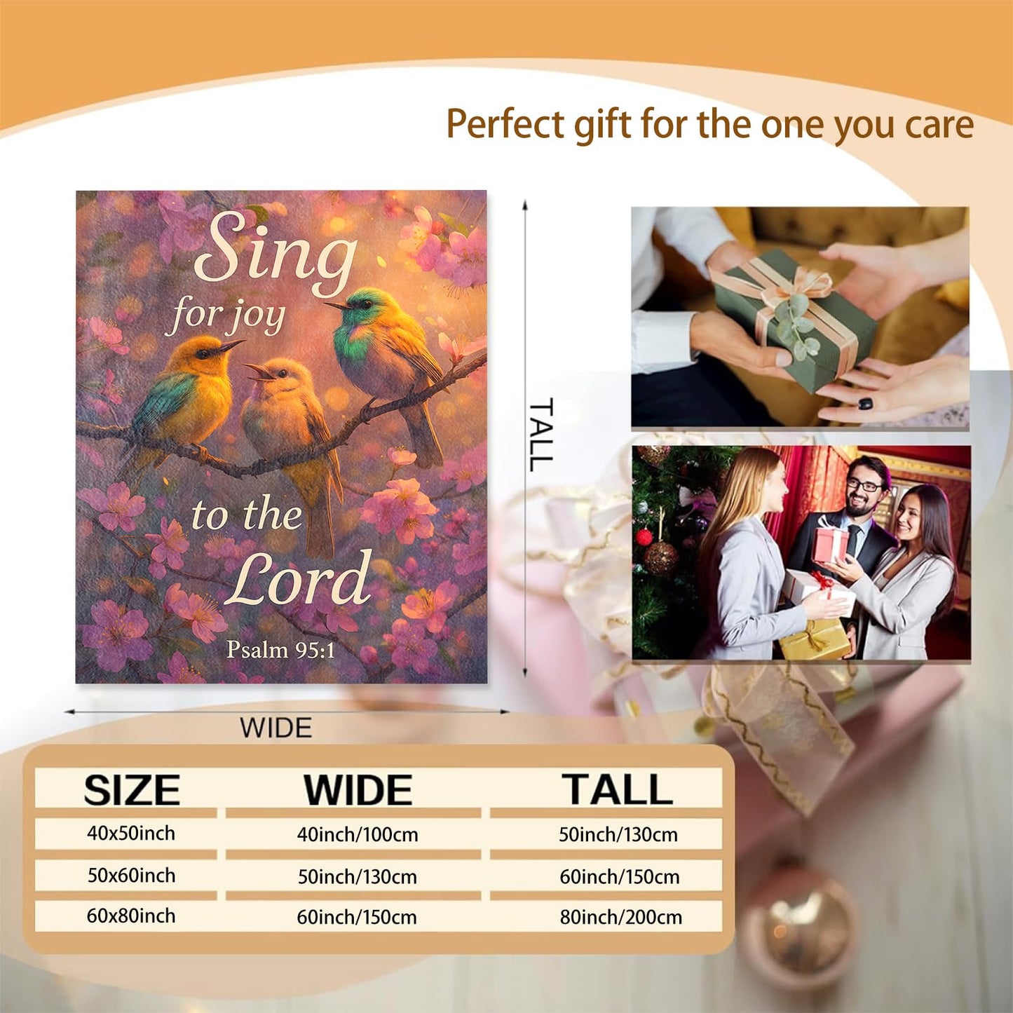 Christian Songbird Blanket Gifts for Women Adults, Soft Warm Lightweight Flannel Throw Blankets for Camping Bedroom Living Room Home Sofa Travel Decor 50" x 60"