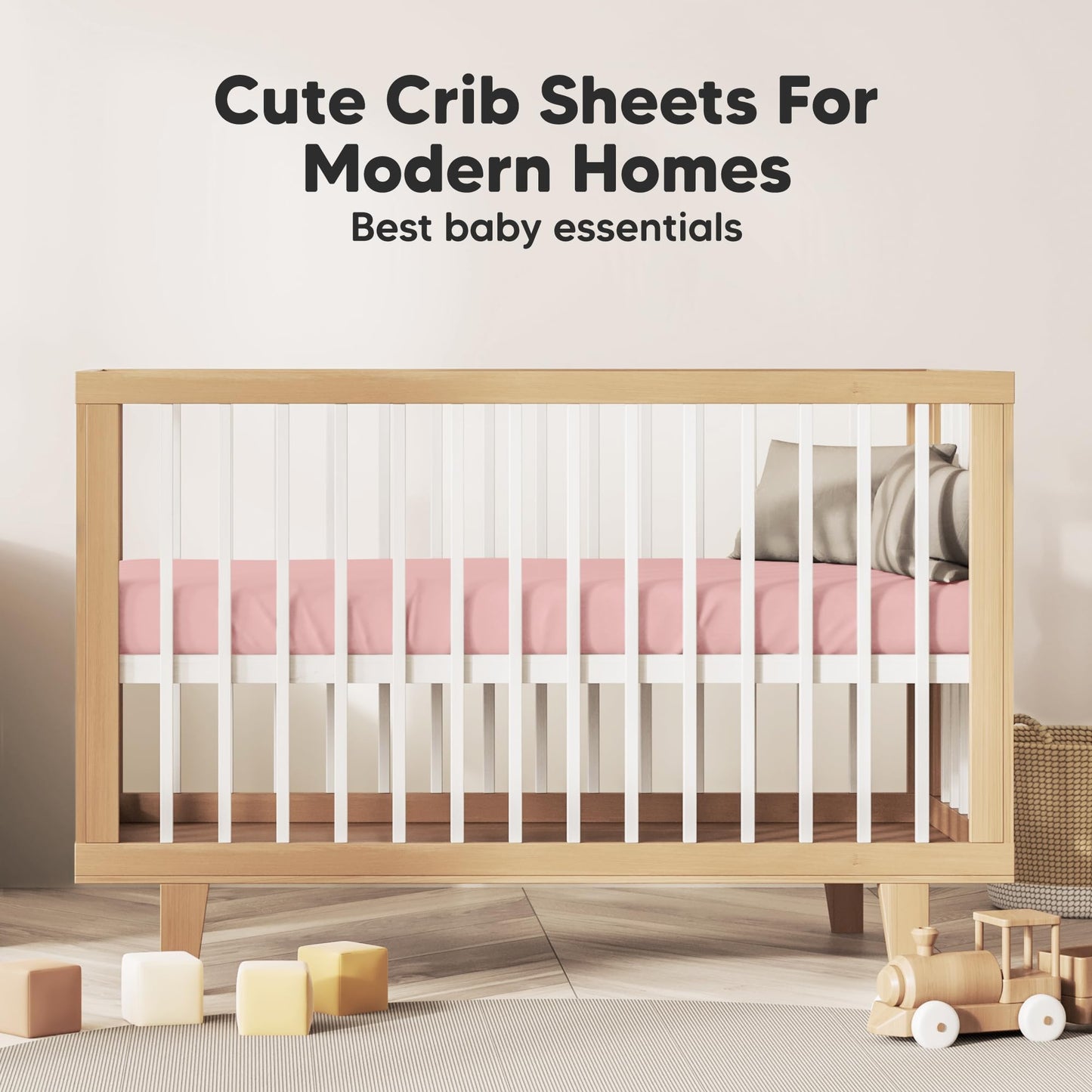 KeaBabies 2-Pack Organic Cotton Crib Sheets for Boys, Girls - 52x28 Fitted Crib Mattress Sheet Neutral, Breathable Cover for Baby Bed Set, Toddler Mattress, Soft & Cute Prints (Rose)