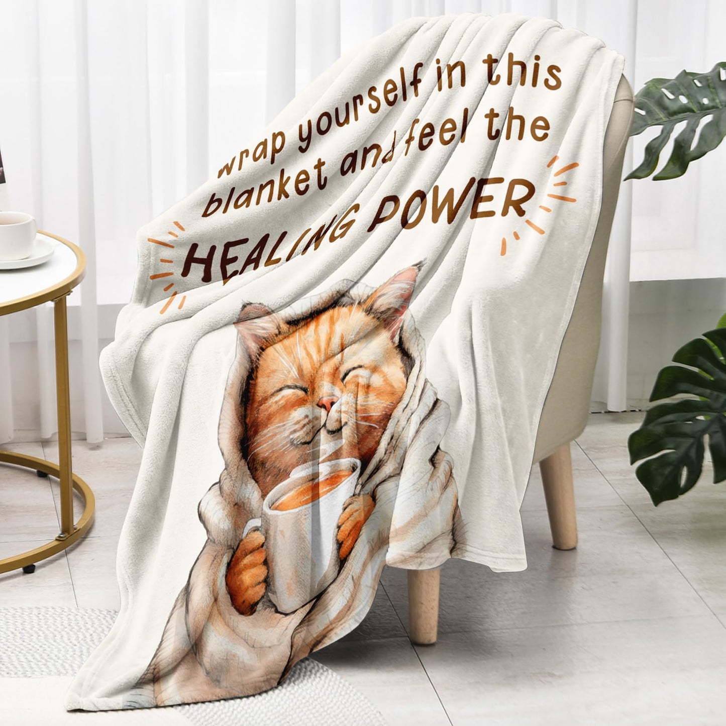 Get Well Gifts for Women Men After Surgery, Get Well Soon Gift Cancer Care Breast Cancer Gifts for Woman, Thinking of You Feel Better Gift Chemotherapy Must Haves Healing Power Blanket 60"×50"