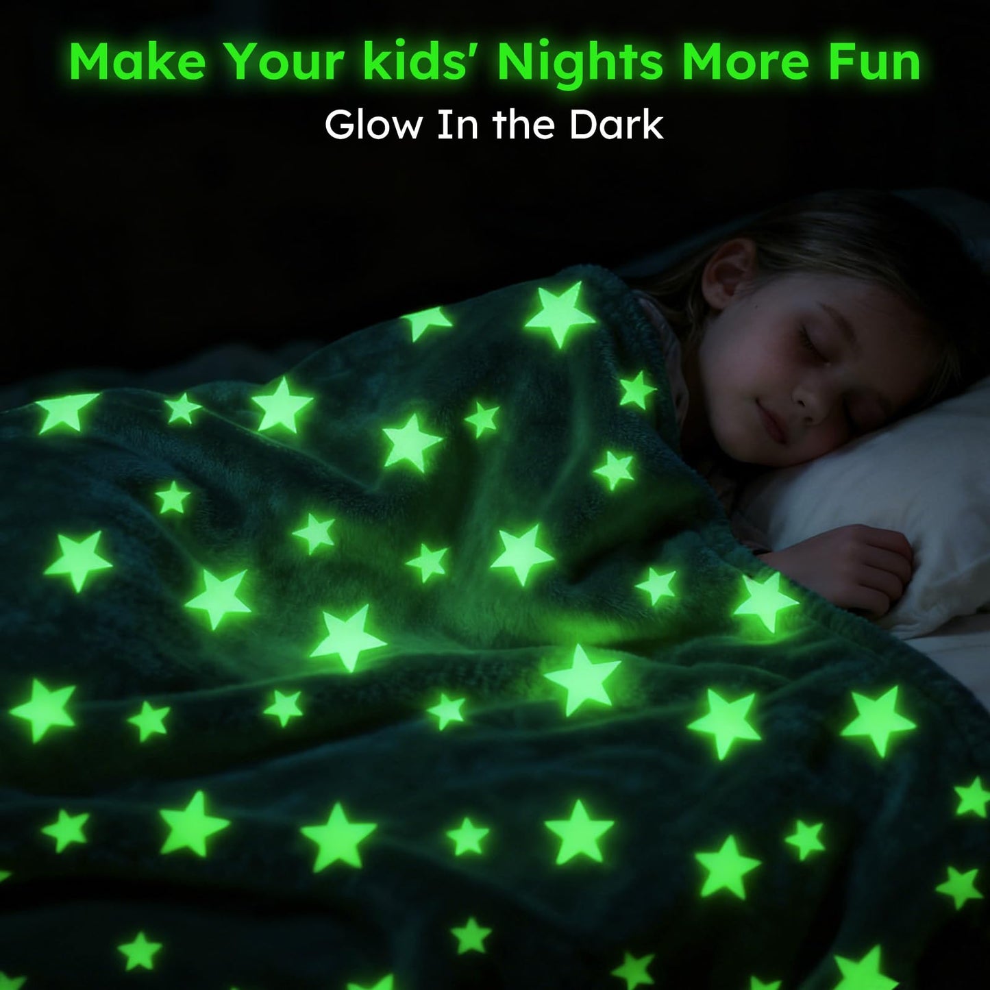 Yoofoss Glow in The Dark Blanket for Kids,Throw Blanket for Boys Girls Kids Age 1-12, Soft Fleece Blanket Bed Sofa Decor Glowing Stars Blankets for Toddler Christmas Toys Gifts 40"x50"