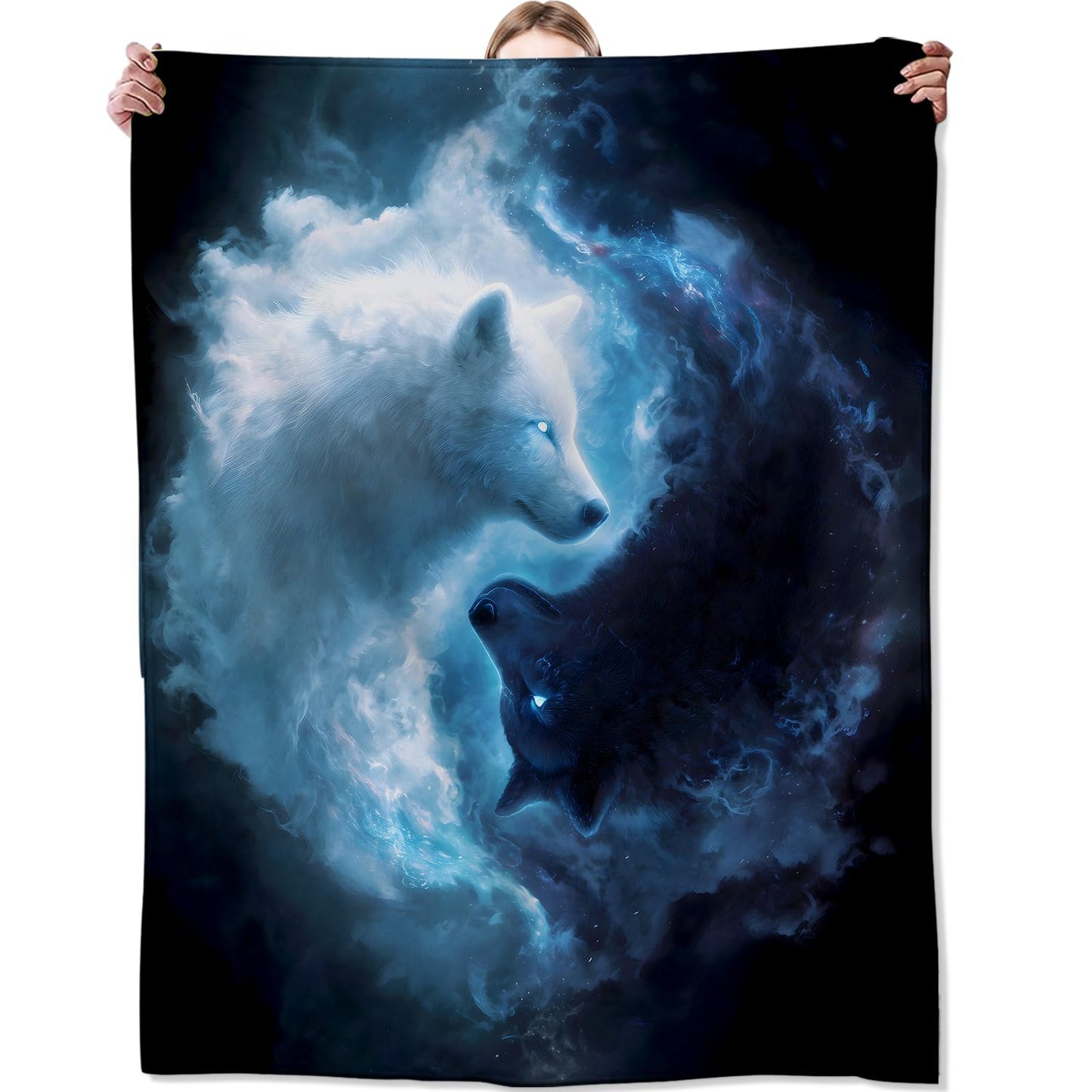 Zeleda Fantasy Wolf Flannel Blanket, Soft Cozy Throw with Majestic Animal, Powerful Wildlife Home Bedroom Decor and Gifts for Men Women Teens, Lightweight Blankets for All Seasons, 50x60 Inch