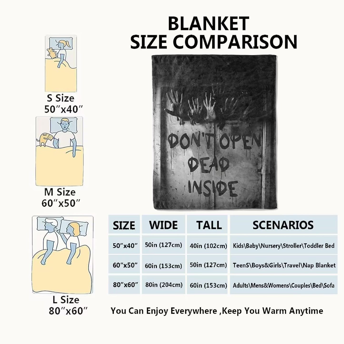 VODRM Horror Gothic Blanket,with Zombie Hands Throw Blankets,Gifts for Women Men, Lightweight Soft Fleece Cozy,for Sofa Couch Bed Room Travel,Festival Halloween Spooky Goth Decor,50x60in