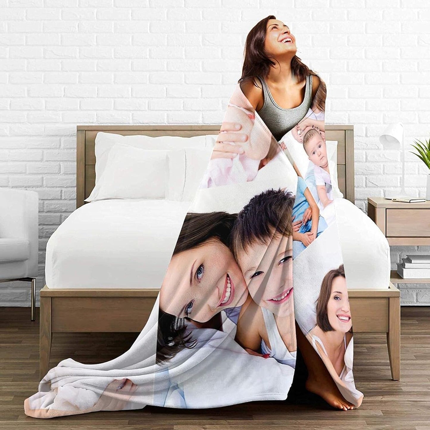 Ships Next Day . Custom Blanket with Photos Text Customized Blanket Personalized Flannel/Sherpa Throw Blankets for Adult Kid Birthday Christmas Halloween Fathers Mothers Valentines Gift - 50"x 60"