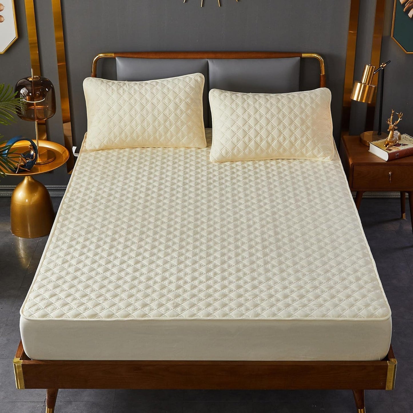 Cotton Quilted Mattress Protector Topper, Deep Pocket, Non-Slip for 18'-24' Mattresses