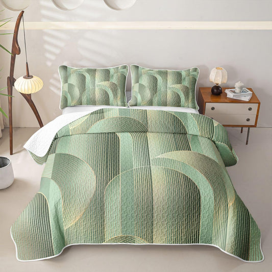 Erosebridal Geometric Quilted Bedspreadd Set Twin Ombre Boho Coverlet Set Modern Abstract Texture Bed Set Light Green Bedding Set