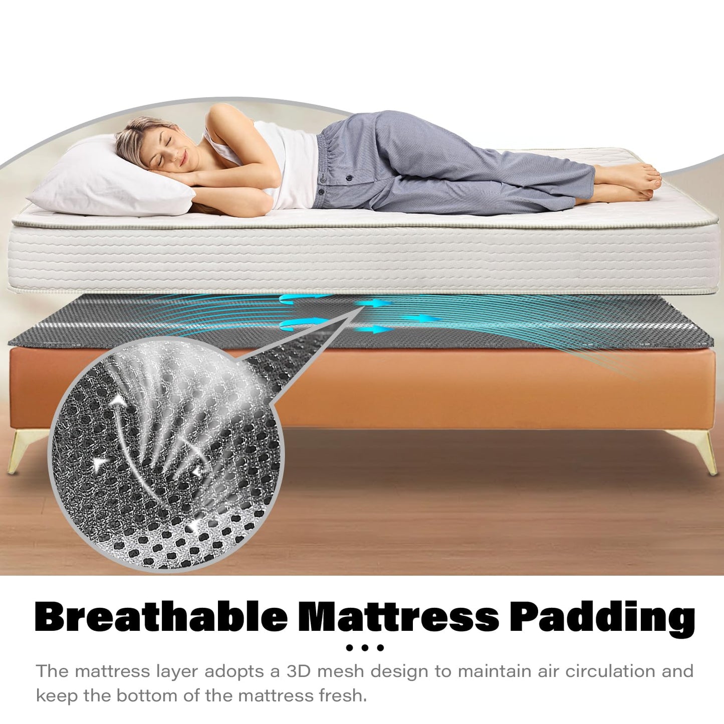 Aire-Flow Mattress Underlay with Breathable Mesh Fiber for RV Bed, Camper, Boat (82.67 * 59.05 in)