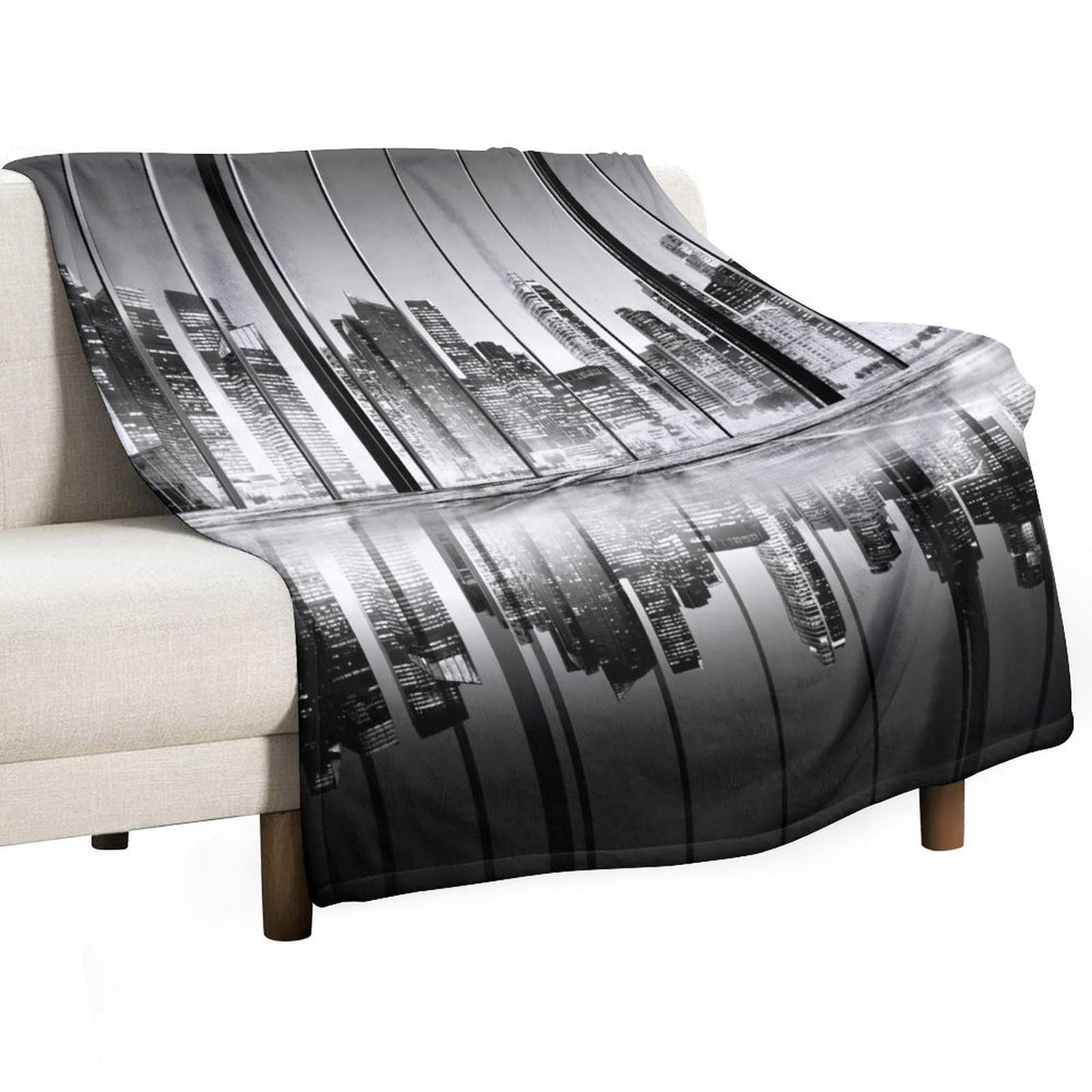 City Night Landscape Throw Blanket,New York Night View Skyscraper Pattern Soft Cozy Warm Flannel Blankets for Sofa Couch Bed Gifts for Lover Kids Boys Grils Women Adults 30x40 Inch