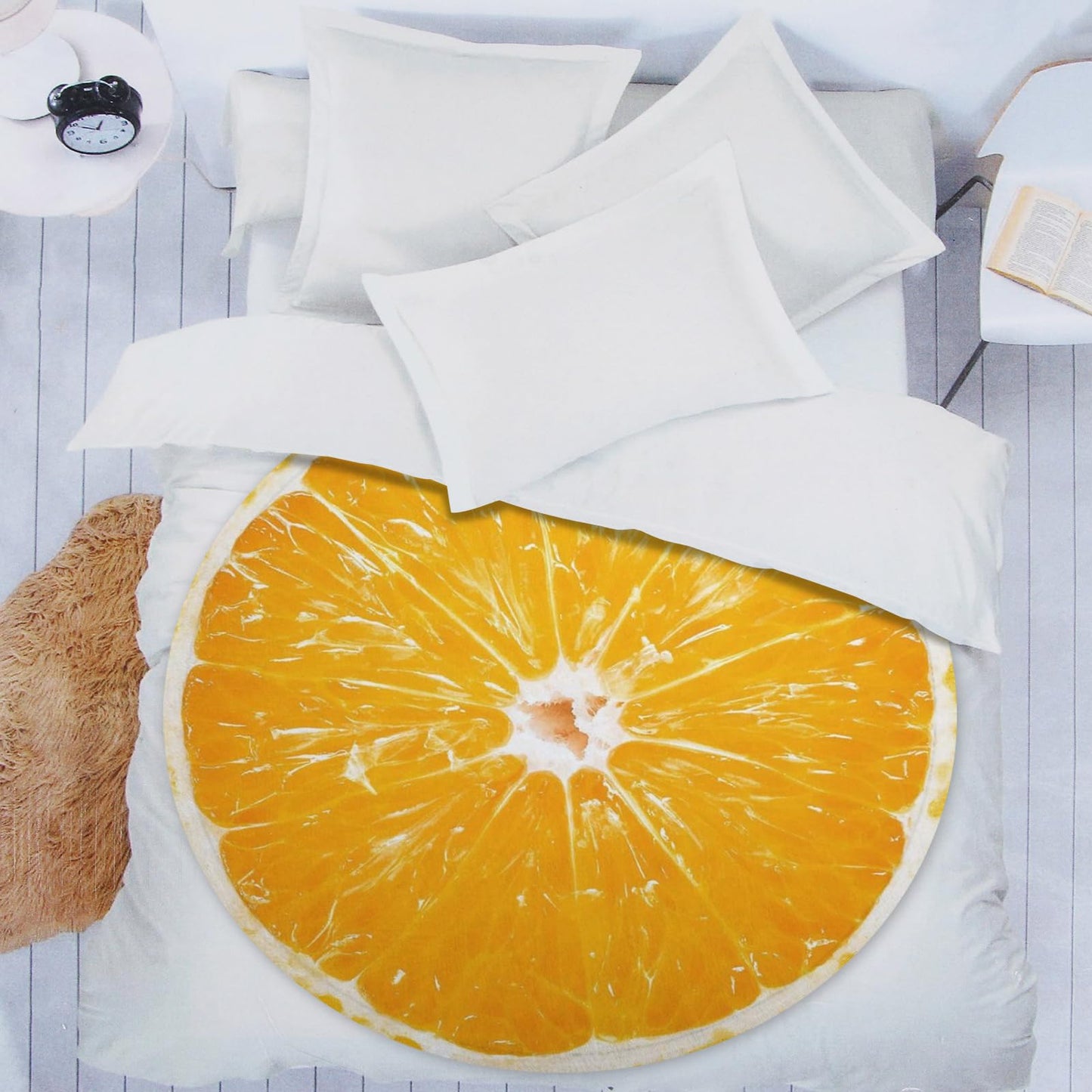 ARESD Food Throw Blanket Orange, Realistic Funny Orange Blanket for Adults and Kids, Ronud Novelty Fruits Printed Blanket for Couch,Sofa,Bed, Fun Comfy Cozy Gifts for Boys,Girls 59 Inches