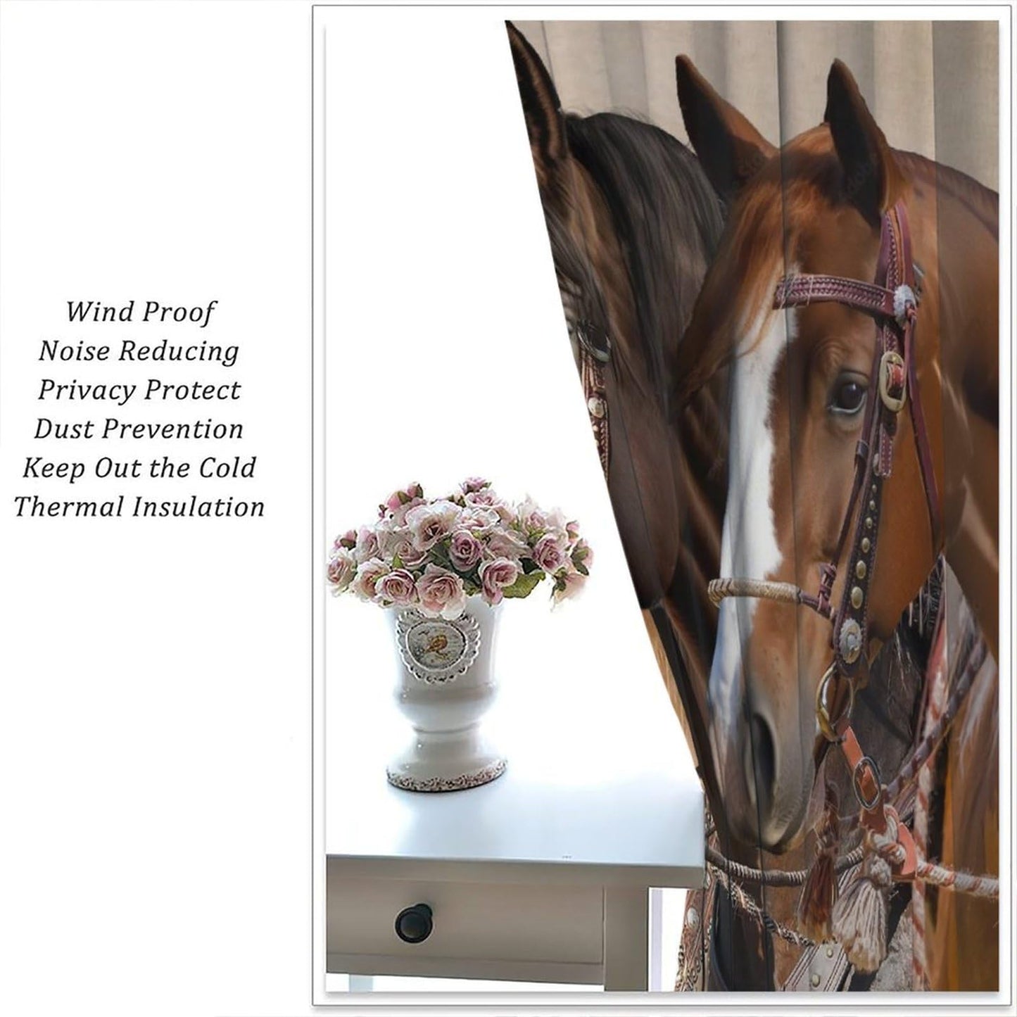 Yearn Jear Horse Window Curtains, Western Wild Horses Cowboy Curtains for Living Room, Country Stlye Farm Rustic Animal Horse Drapes,42x45 Inch Decor
