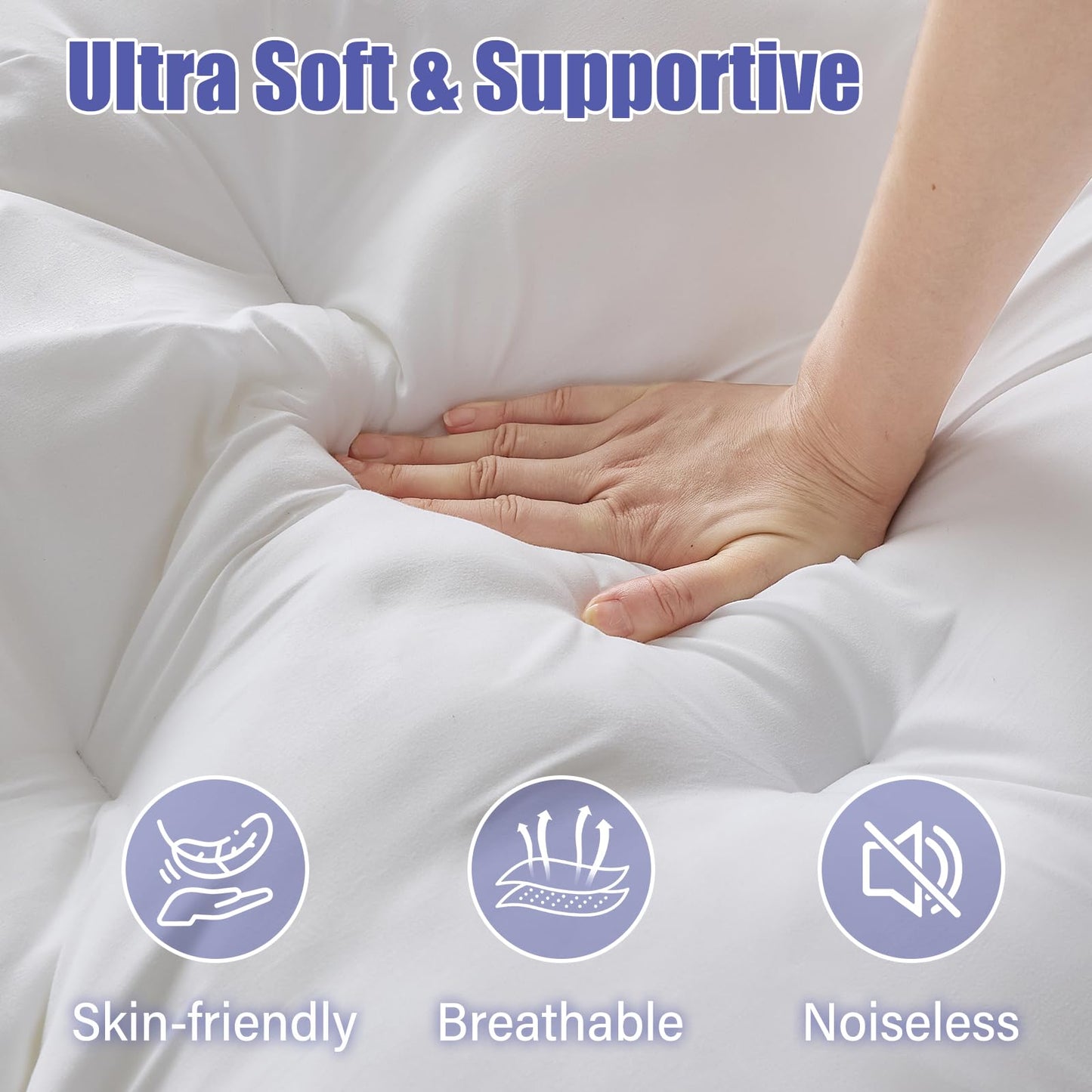 WhatsBedding 4 Inch Memory Foam Mattress Topper Queen for Back Pain Relief, Filled with Breathable Gel Memory Foam, Fluffy Comfort Supportive Pillow Top Mattress Topper, 80x60x4in