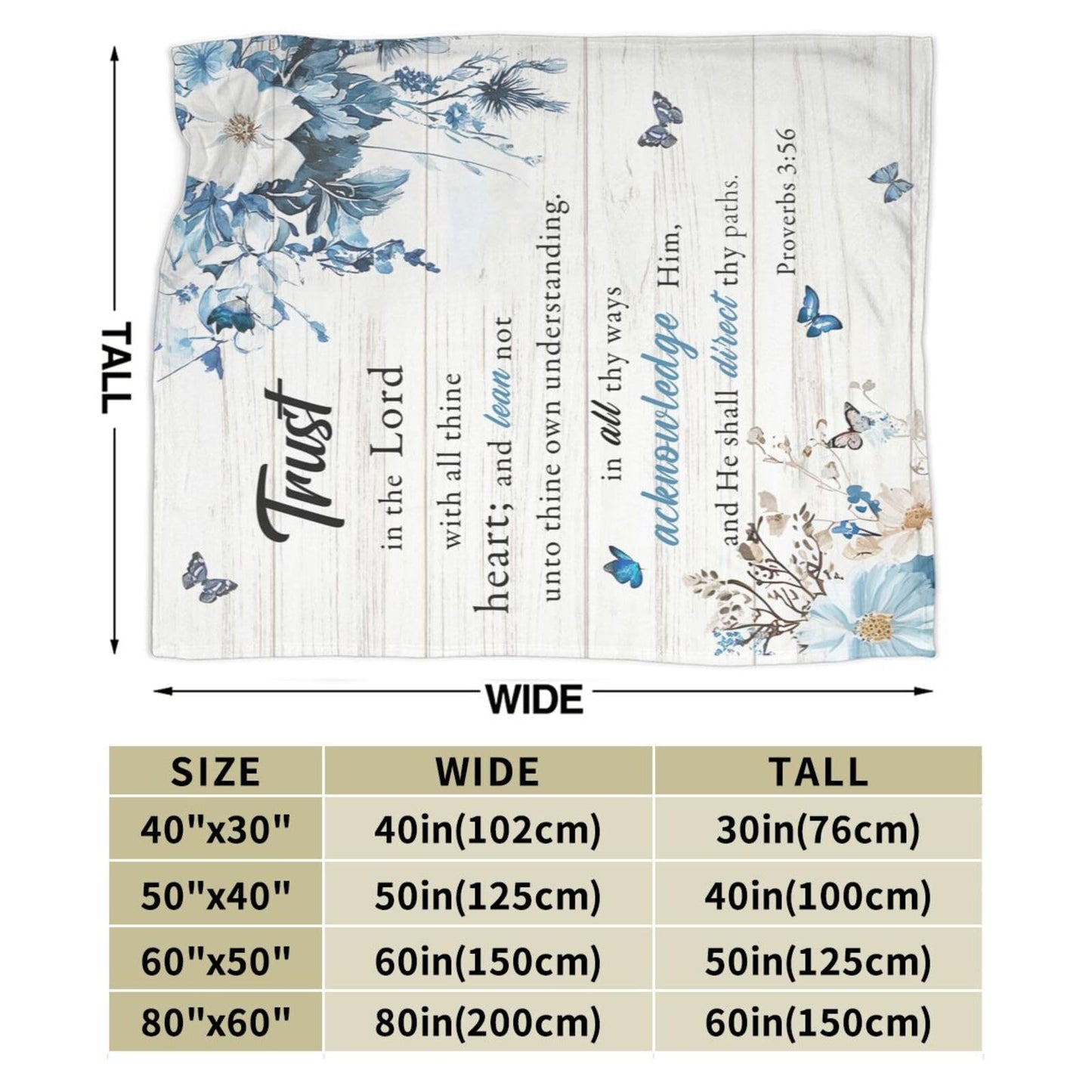 Christian Blanket Soft Warm Bible Verse Scriptures Fleece Throw Blanket Christian Gifts for Women Cozy Plush Fluffy Religious Trust in Lord Lightweight Flannel Gifts Blankets for Kids Adults 50"X40"