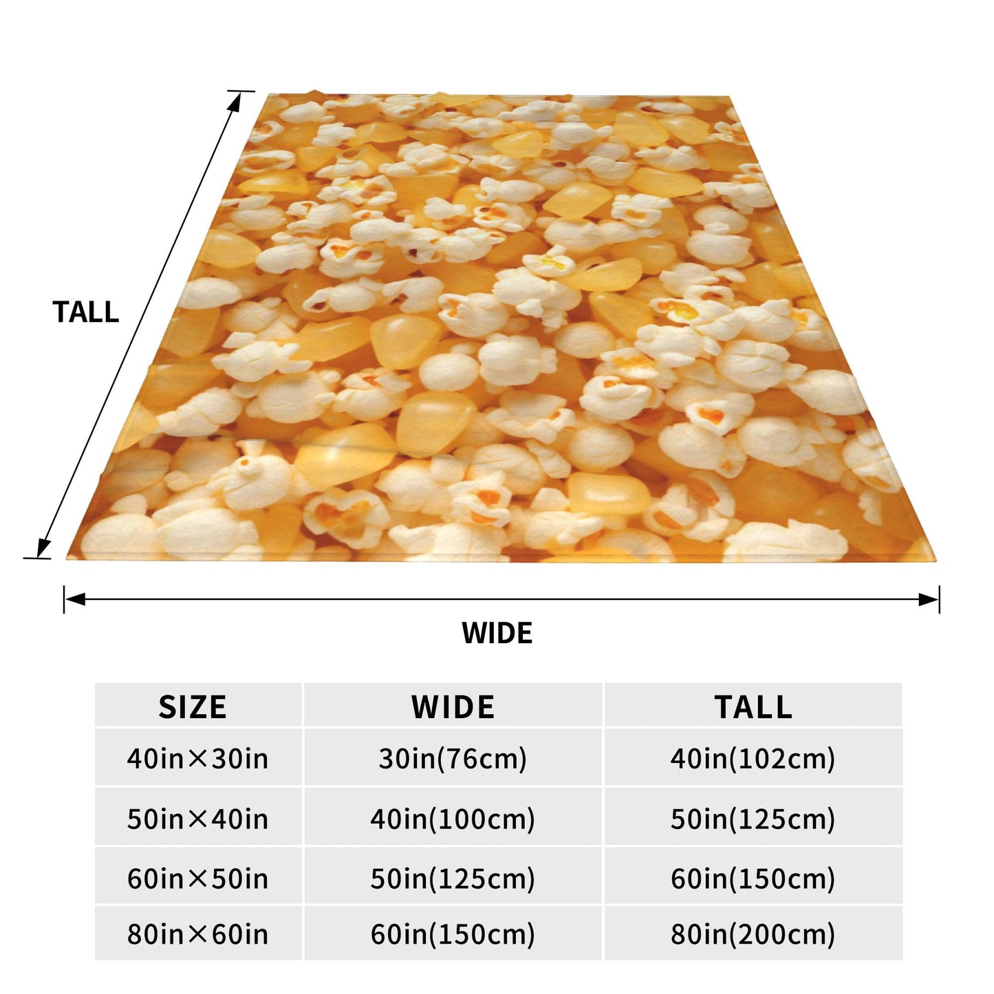 Popcorn Pattern Blanket Funny Food Soft Throw Flannel Blankets for Bed Couch Bedroom Living Room 60"x50"