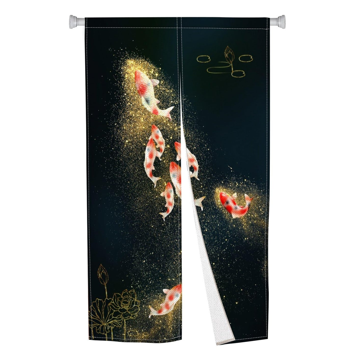Leowefowa Chinese Ink Painting Doorway Curtain Japanese Noren Kio Fish Door Curtains Asian Feng Shui Tapestry Window Treatment Hanging for Room Privacy Divider Kitchen Home Decor, 33.5"x 70.9"