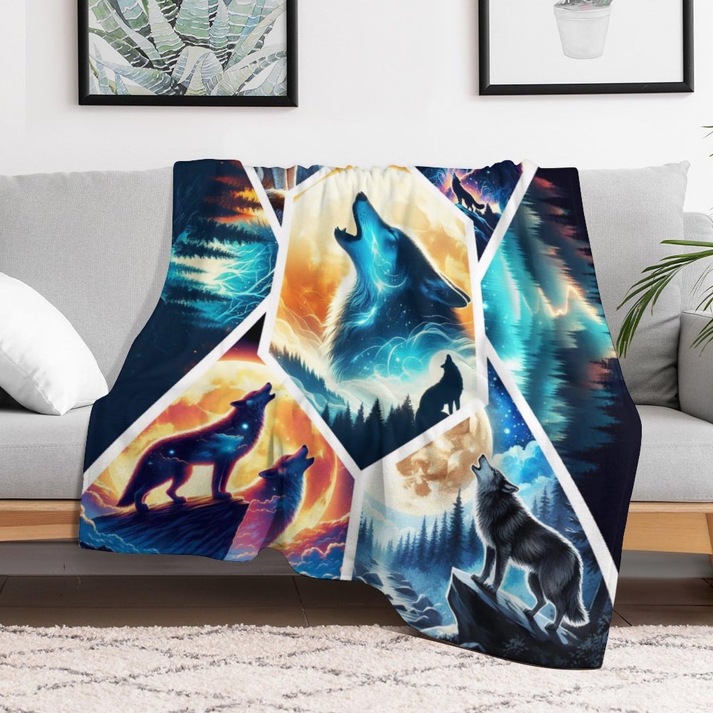 BaXiCustom. Wolf Throw Blanket 50"x40" - Soft & Lightweight, Cozy for All Season Use, Warm Cute Wolf Blankets for Lap, Chair, Sofa
